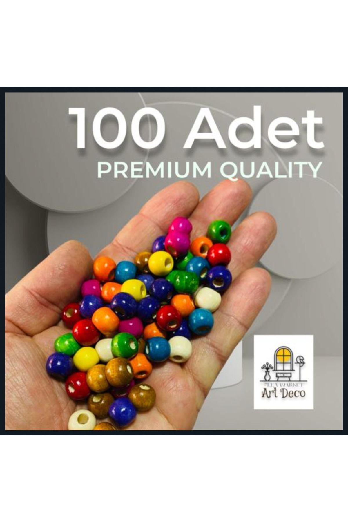 Artdeco 10 Mm Premium Kalite Karışık Renkli Ahşap Boncuk - 100 Adet
