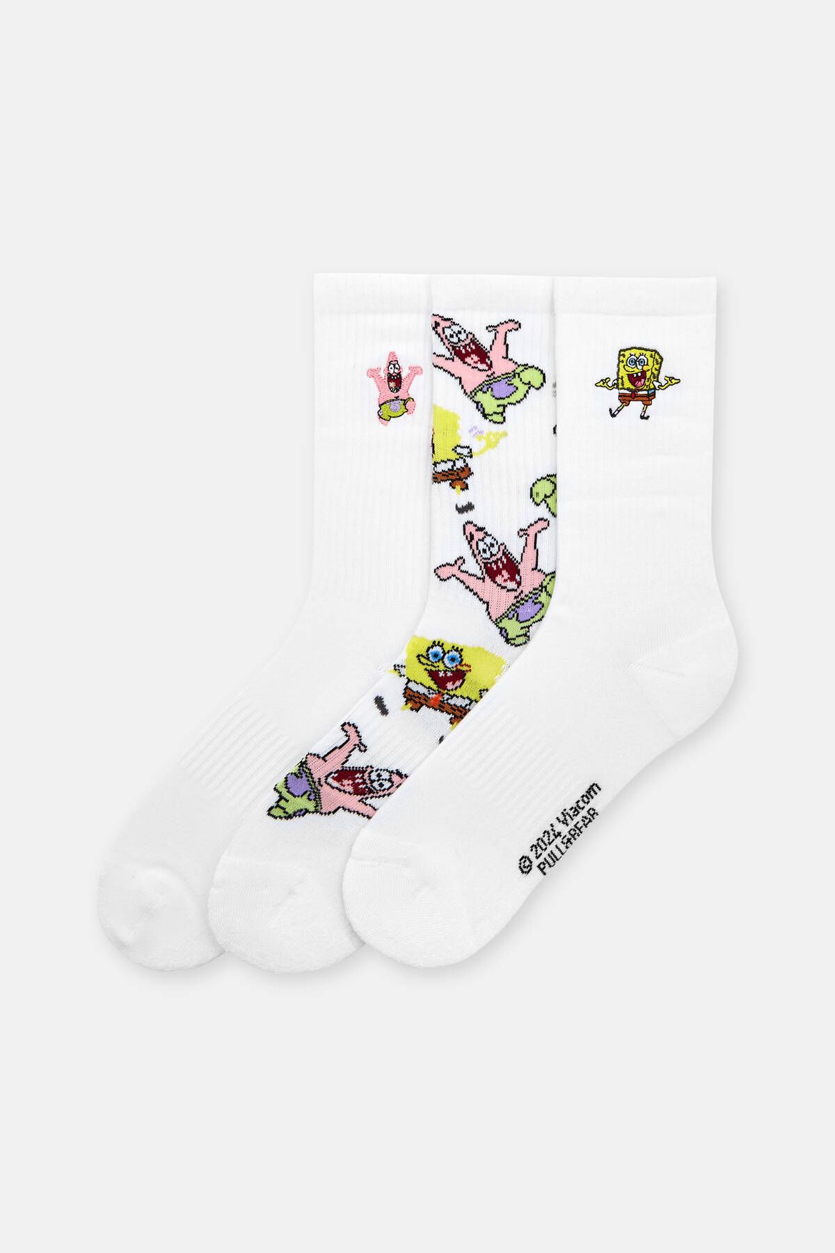 Pull & Bear 3’lü beyaz SpongeBob çorap seti