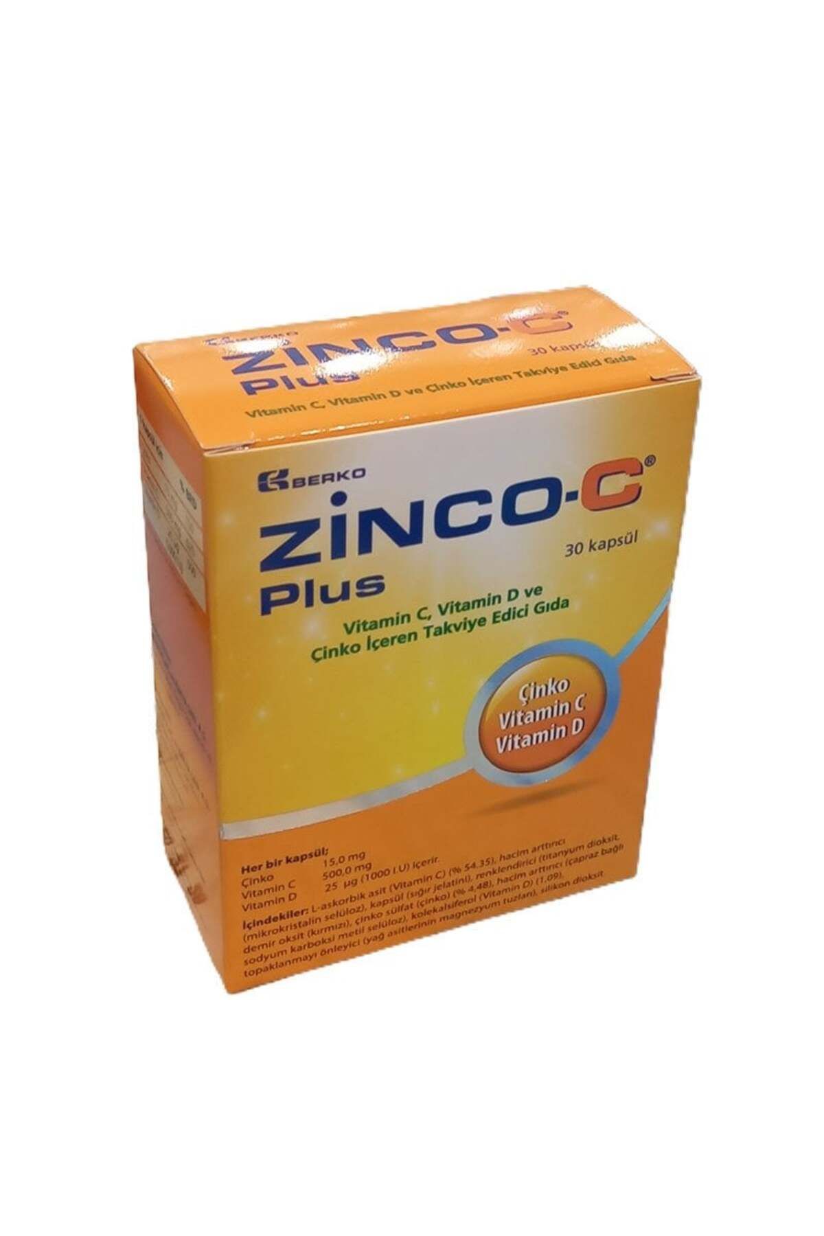 Zinco-C Plus Vitamin C, Vitamin D Ve Çinko Içerikli 30 Kapsül