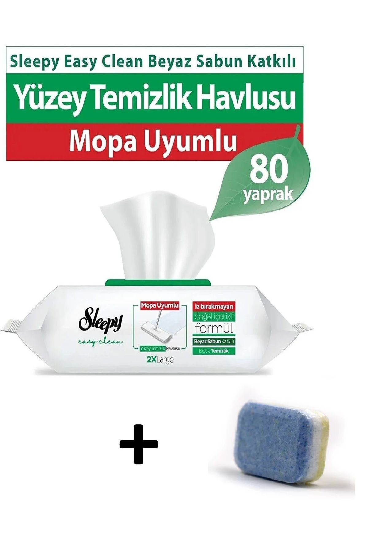 Sleepy Easy Clean Beyaz Sabun Katkılı Mopa Uyumlu Yer Havlusu 80 Yaprak Ilbays 1 Adet Bulaşık Tableti