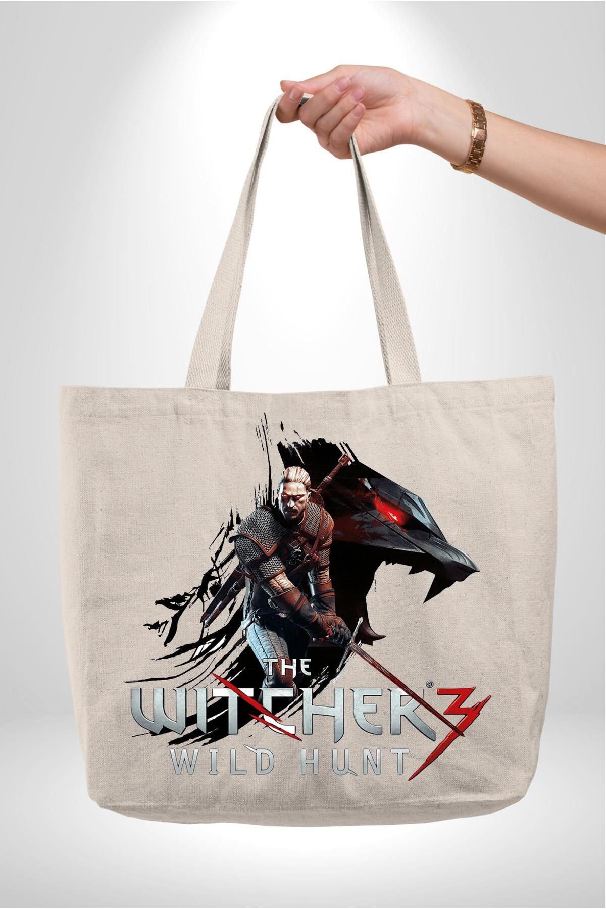 Angemiel Witcher Wild Hunt 47X36x8 Kadın Erkek Çocuk Kanvas Körüklü Büyük Boy Çanta