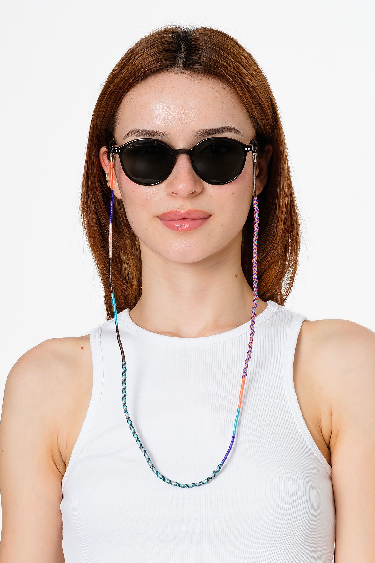 Hippi Drop Çok Renkli 70 Cm El Emeği Örgülü Özel Tasarım Yapılı Unisex Gözlük Ipi Aksesuarı