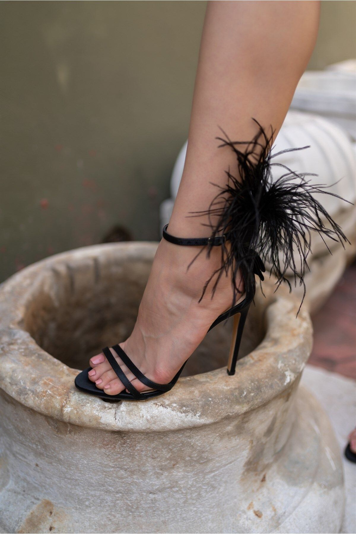 Sofia Baldi Nıda Siyah Saten Kadın Topuklu Sandalet