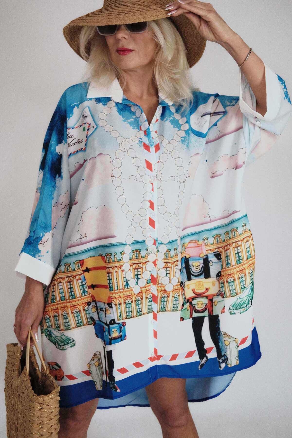 Kosta Moda Gömlek Kadın Elbise Oversize Günlük Yazlık Plyaj Buyuk Beden Tunik