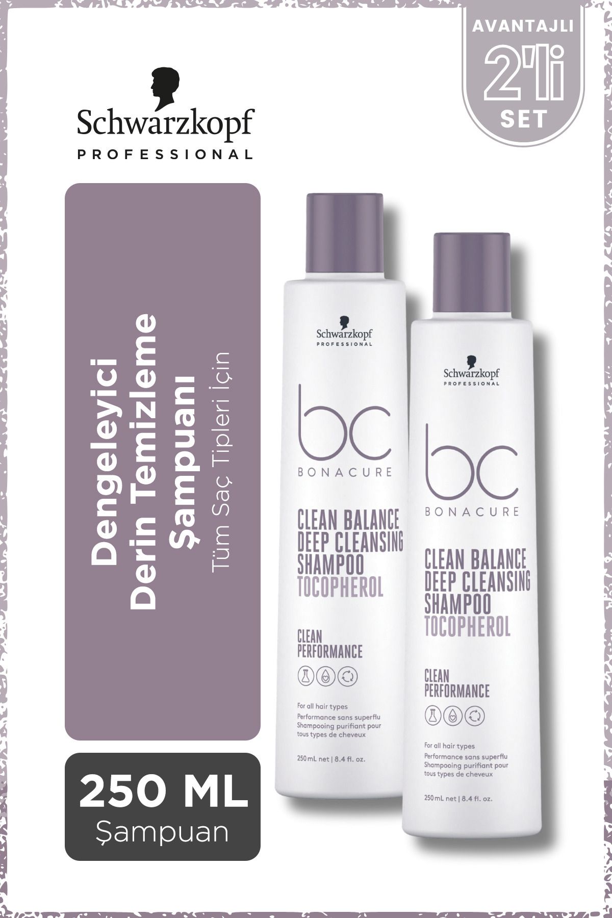 Bonacure BC Clean Dengeleyici Derin Temizleme Şampuanı 250ml x 2 Adet - Tüm Saç Tipleri İçin
