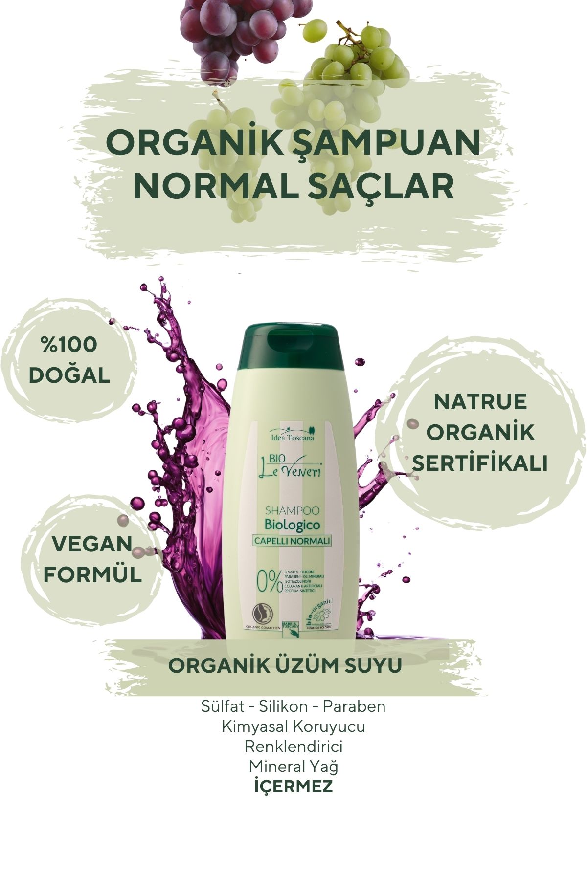 idea Toscana Organik Üzüm Suyu Şampuan - Normal Saçlar 250 ml