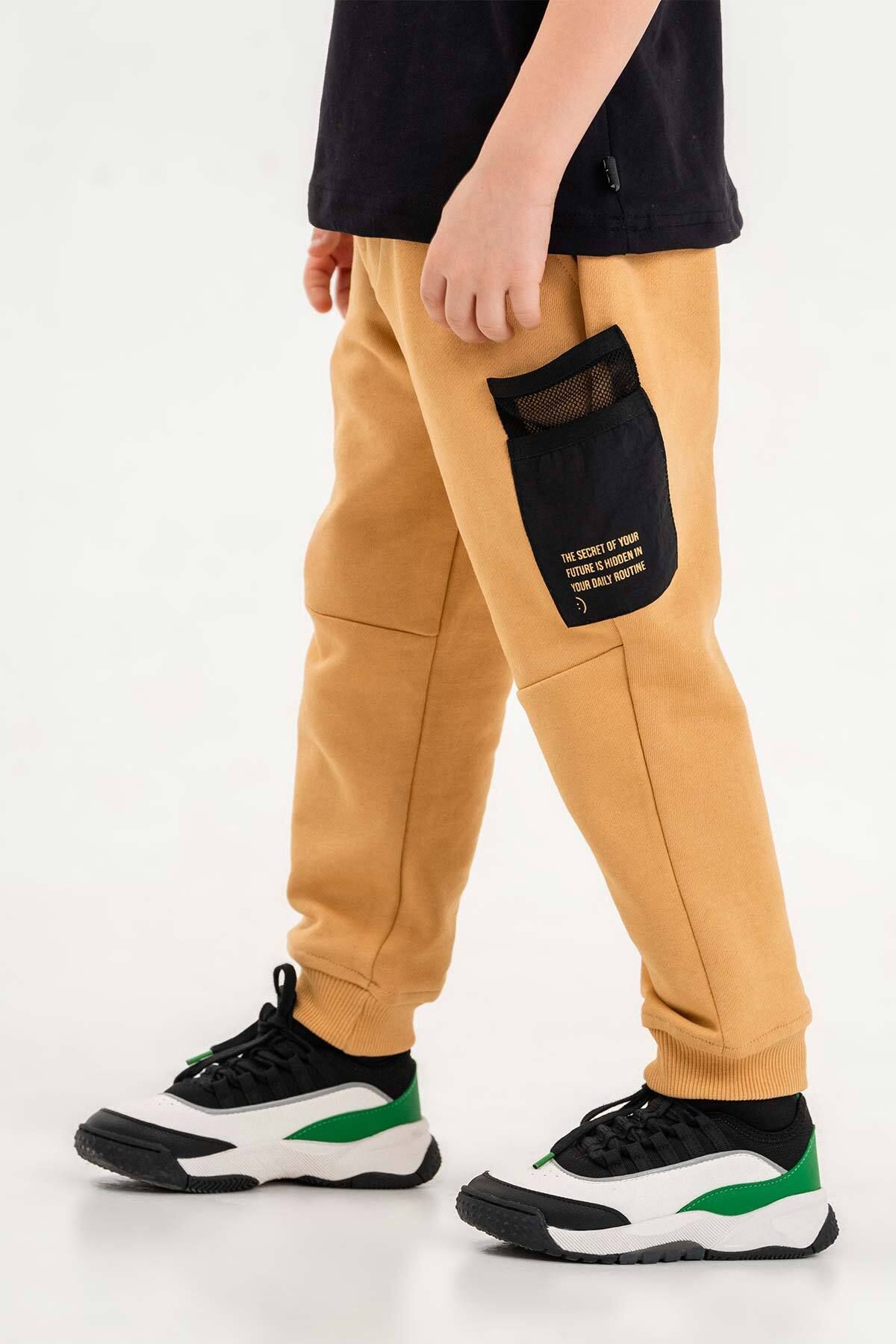 Gold Class Kidswear Fileli Cep Lastikli Bel ve Paça Erkek Çocuk Eşofman Altı