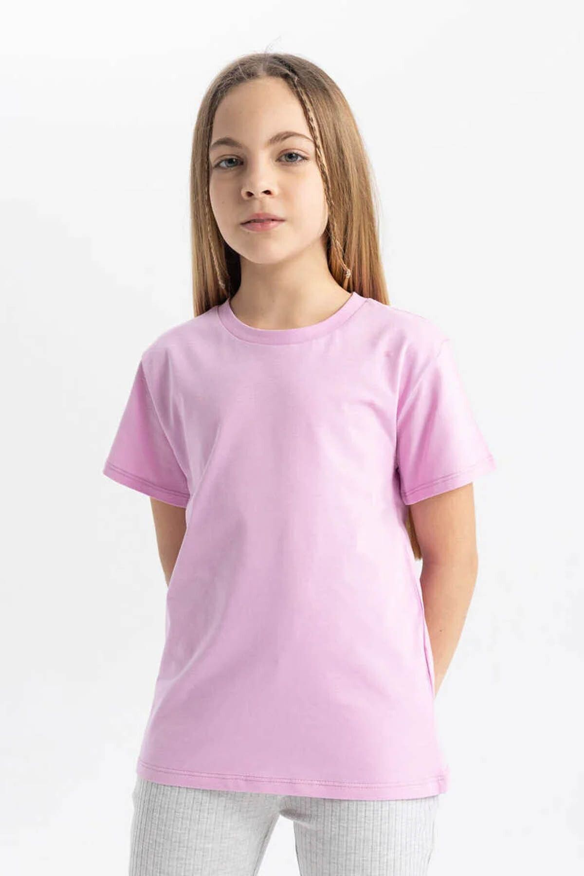 Defacto Kız Çocuk T-shirt Pembe Z7718a6/pn444