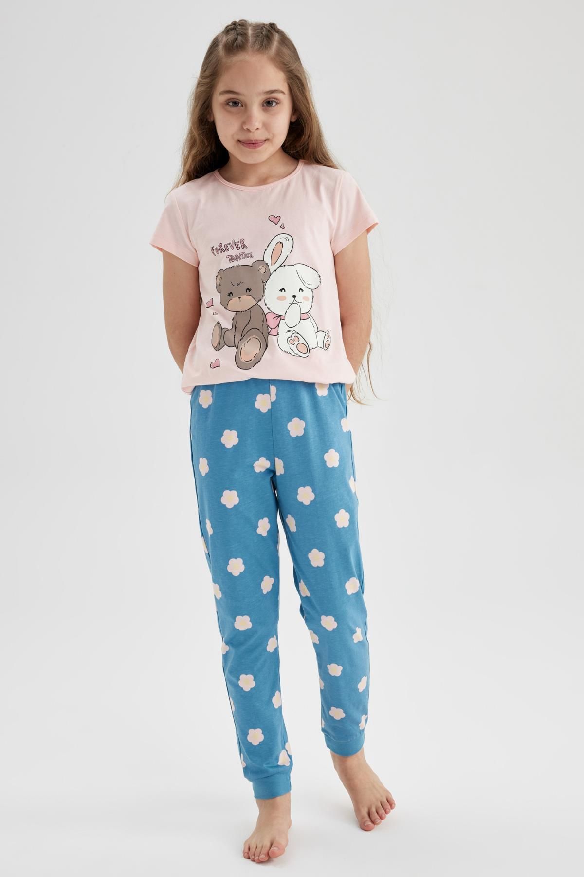 Defacto Kız Çocuk Baskılı Kısa Kollu Pijama Takımı A1362a823sm