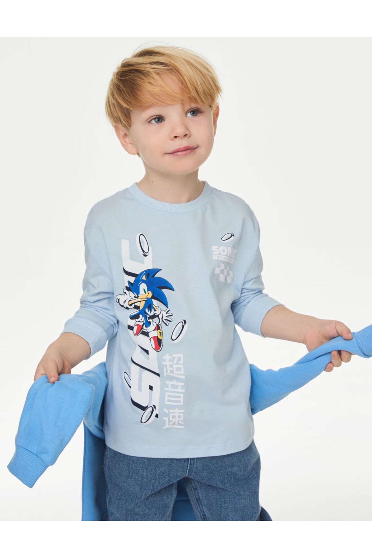 Marks & Spencer Uzun Kollu Sonic The Hedgehog™ T-Shirt (2-8 Yaş)