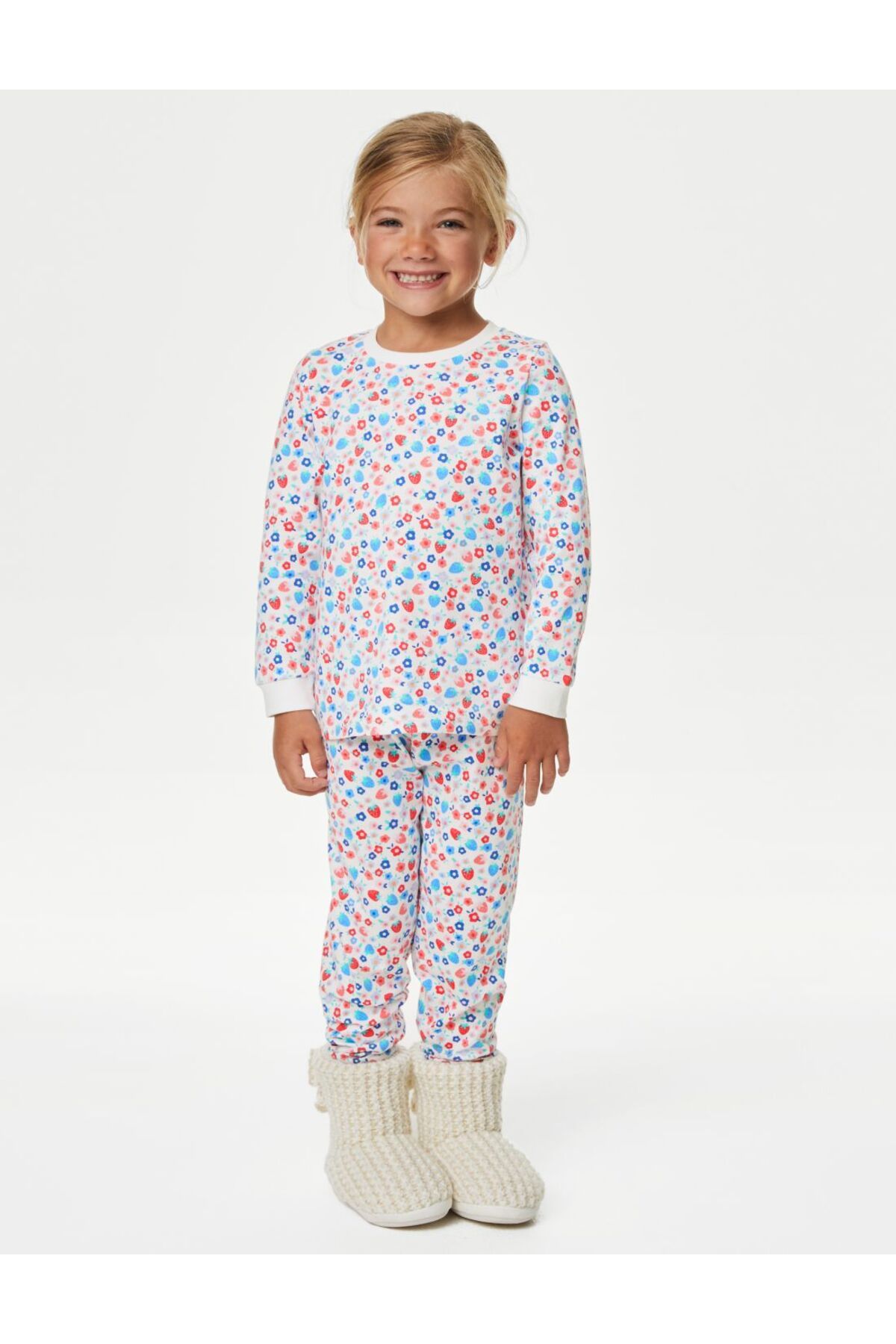 Marks & Spencer Saf Pamuklu Uzun Kollu Pijama Takımı (1-8 Yaş)