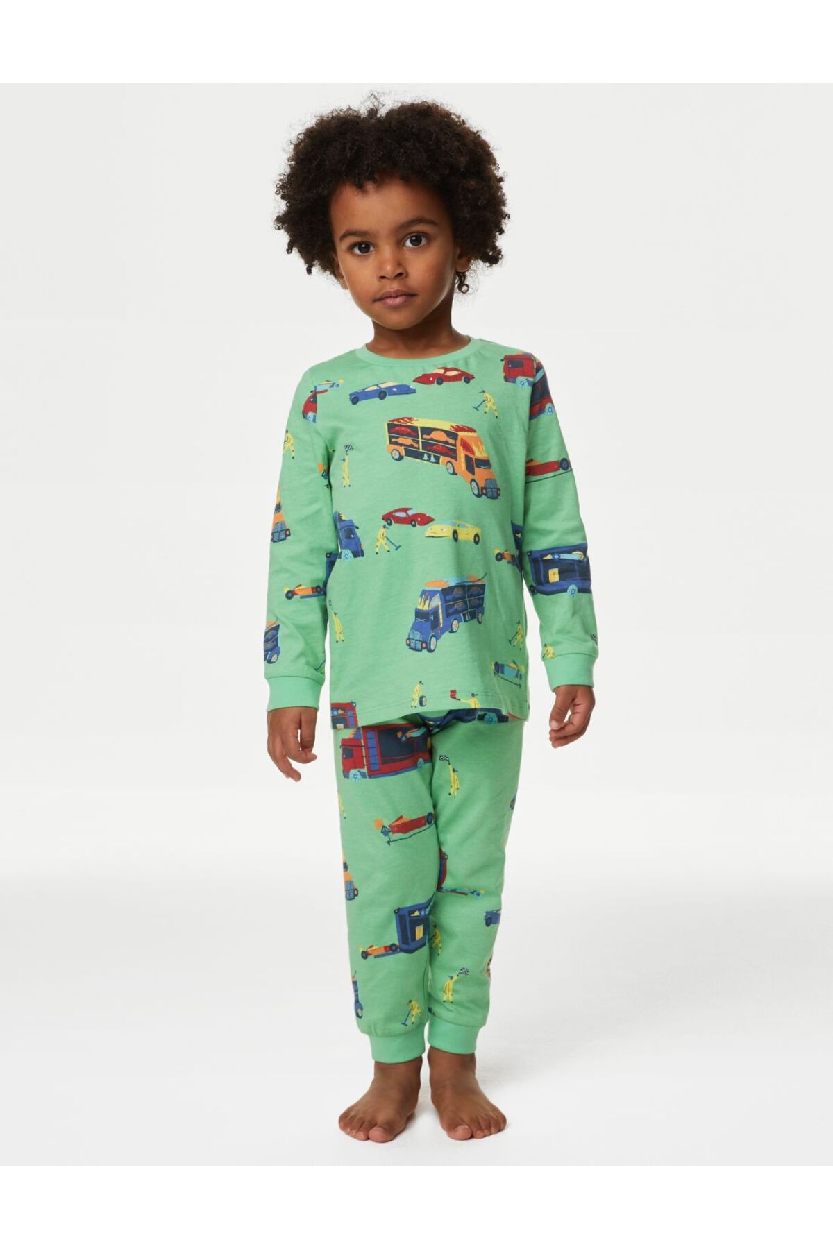 Marks & Spencer Saf Pamuklu Desenli Pijama Takımı (1-8 Yaş)