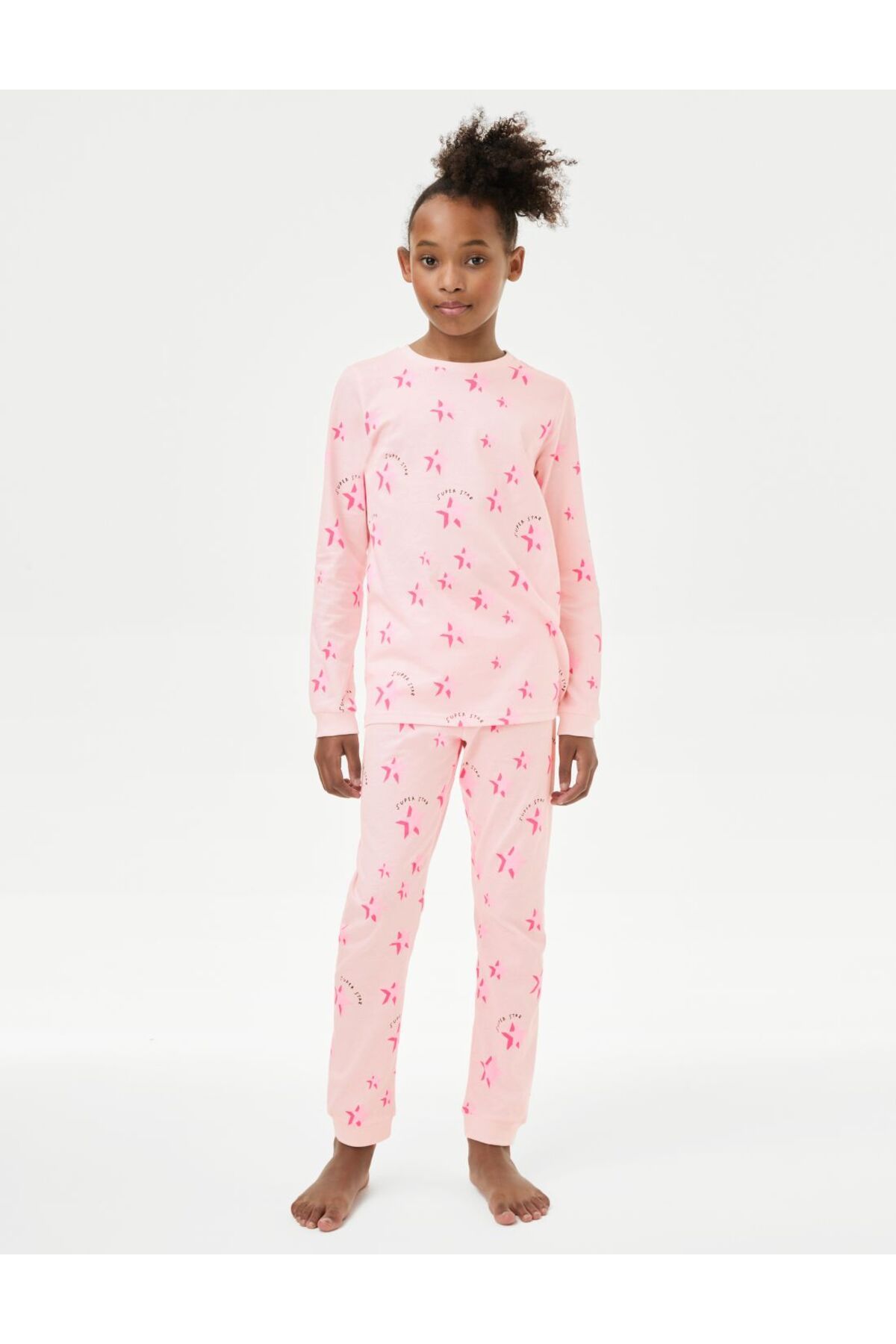 Marks & Spencer Saf Pamuklu Yıldız Desenli Pijama Takımı (7-14 Yaş)