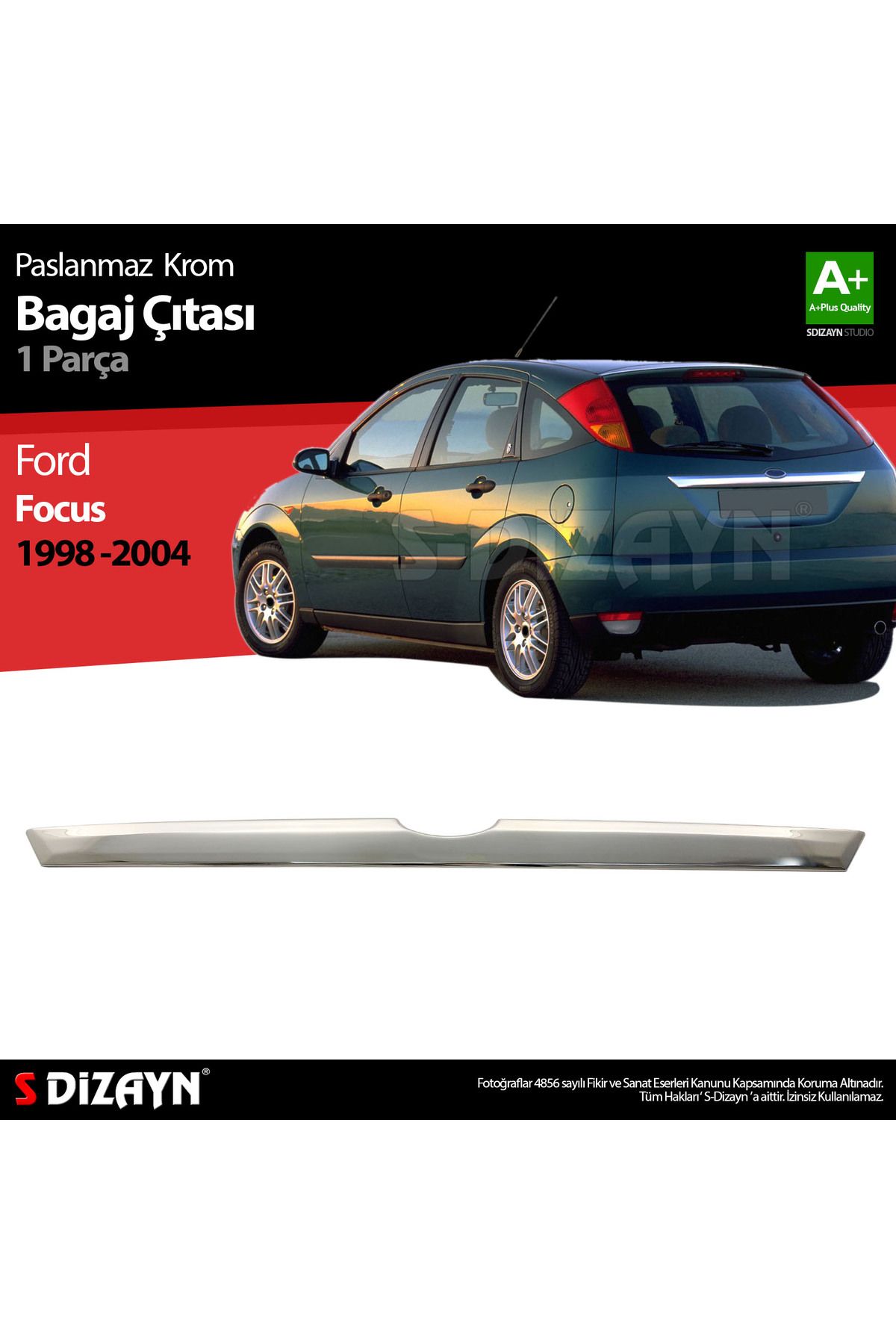 S Dizayn S-dizayn Ford Focus 1 Hb Krom Bagaj Çıtası 1998-2005