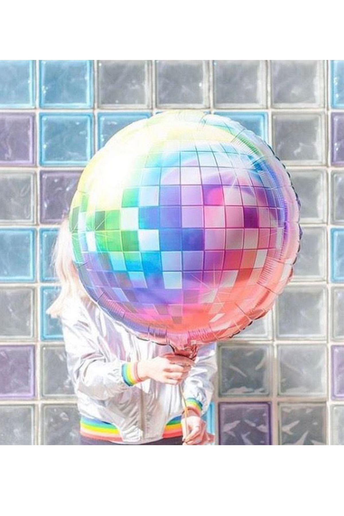 PEKSHOP Renkli Disko Topu Şeklinde Balon - Doğum Günü Parti Balonu