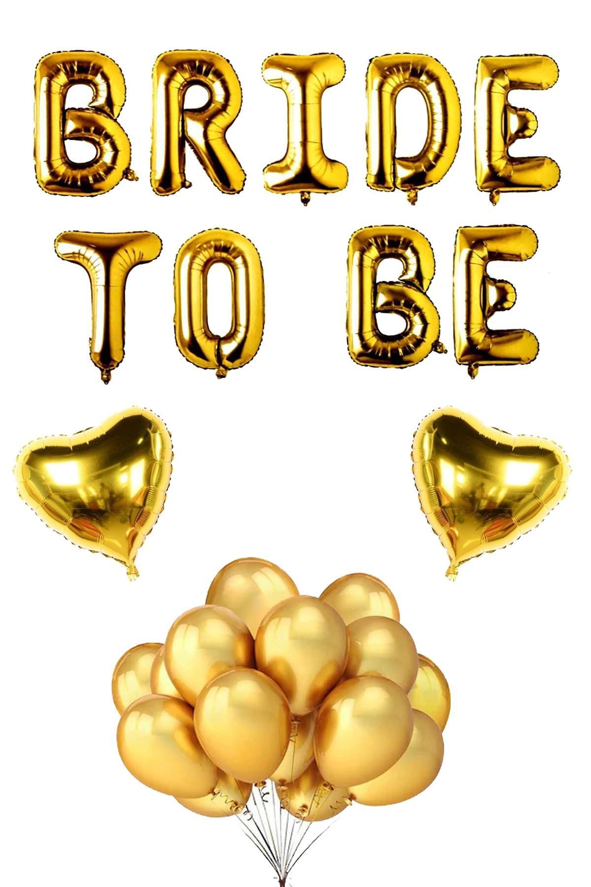 PEKSHOP Bride To Be Folyo Balon Seti - Bekarlığa Veda Bride Partisi Balon Süsleme Gold Büyük
