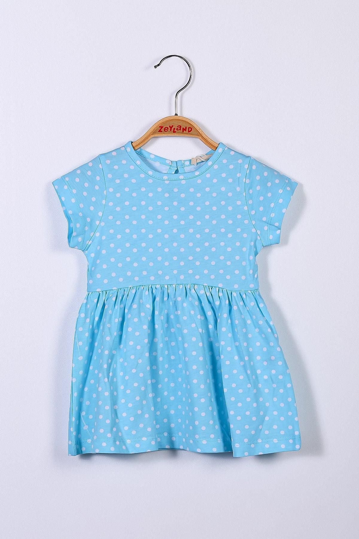 Zeyland Kız Bebek Mavi Puantiyeli Elbise (9ay-4yaş)