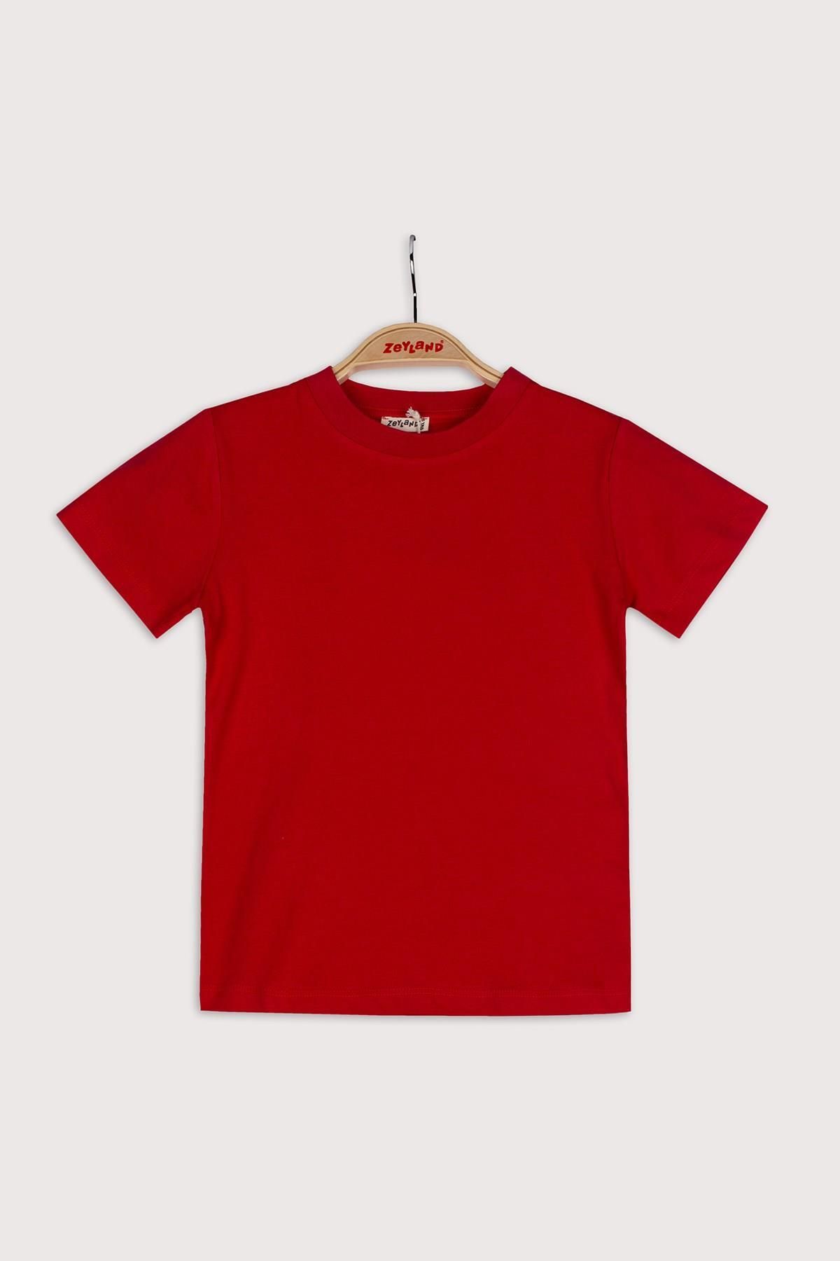 Zeyland Unisex Çocuk Kırmızı Basic T-shirt (4-12yaş)