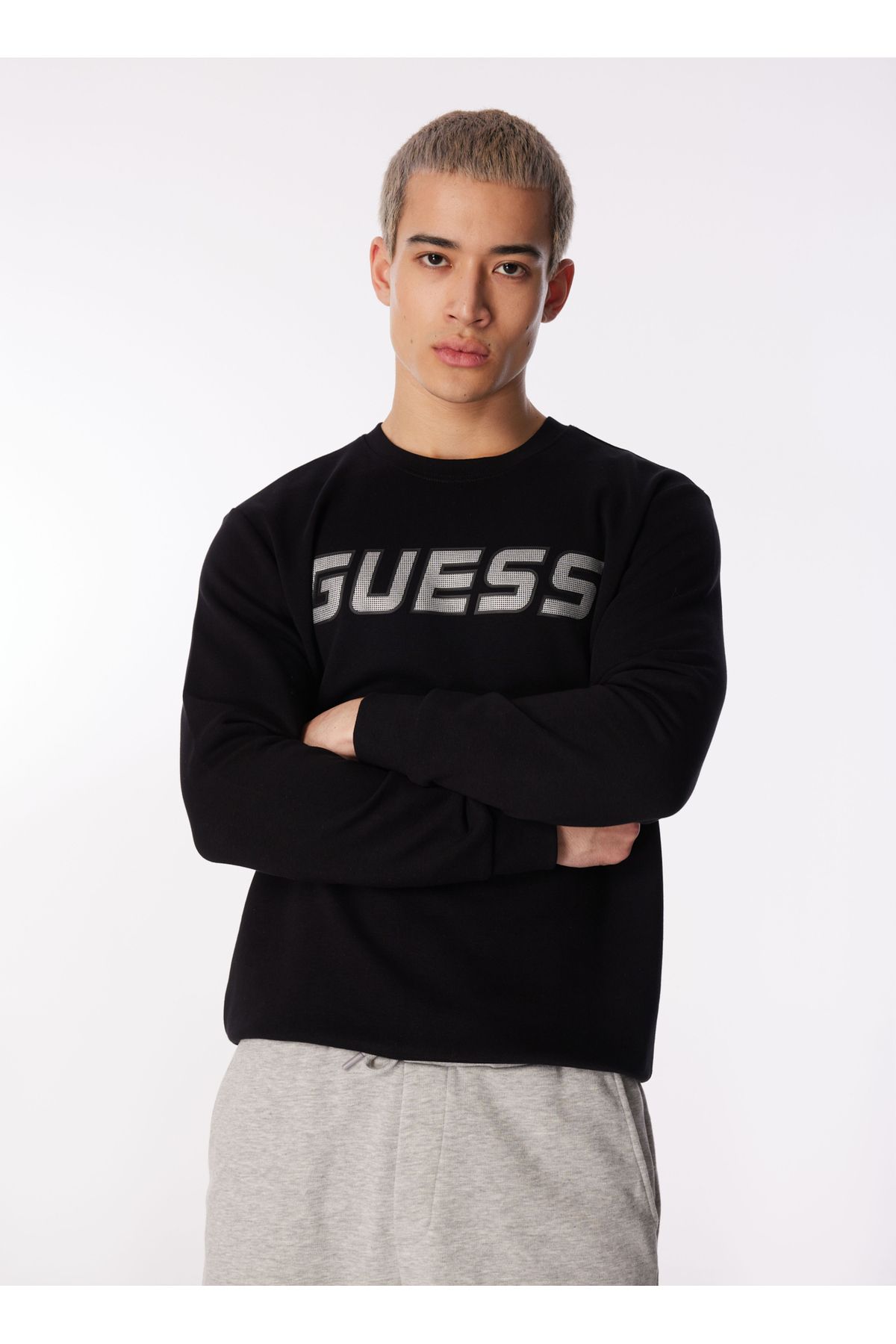 Guess Siyah Bisiklet Yaka Sweatshirt Z4rq13kbk32jblk-lugh Cn Sweatshırt