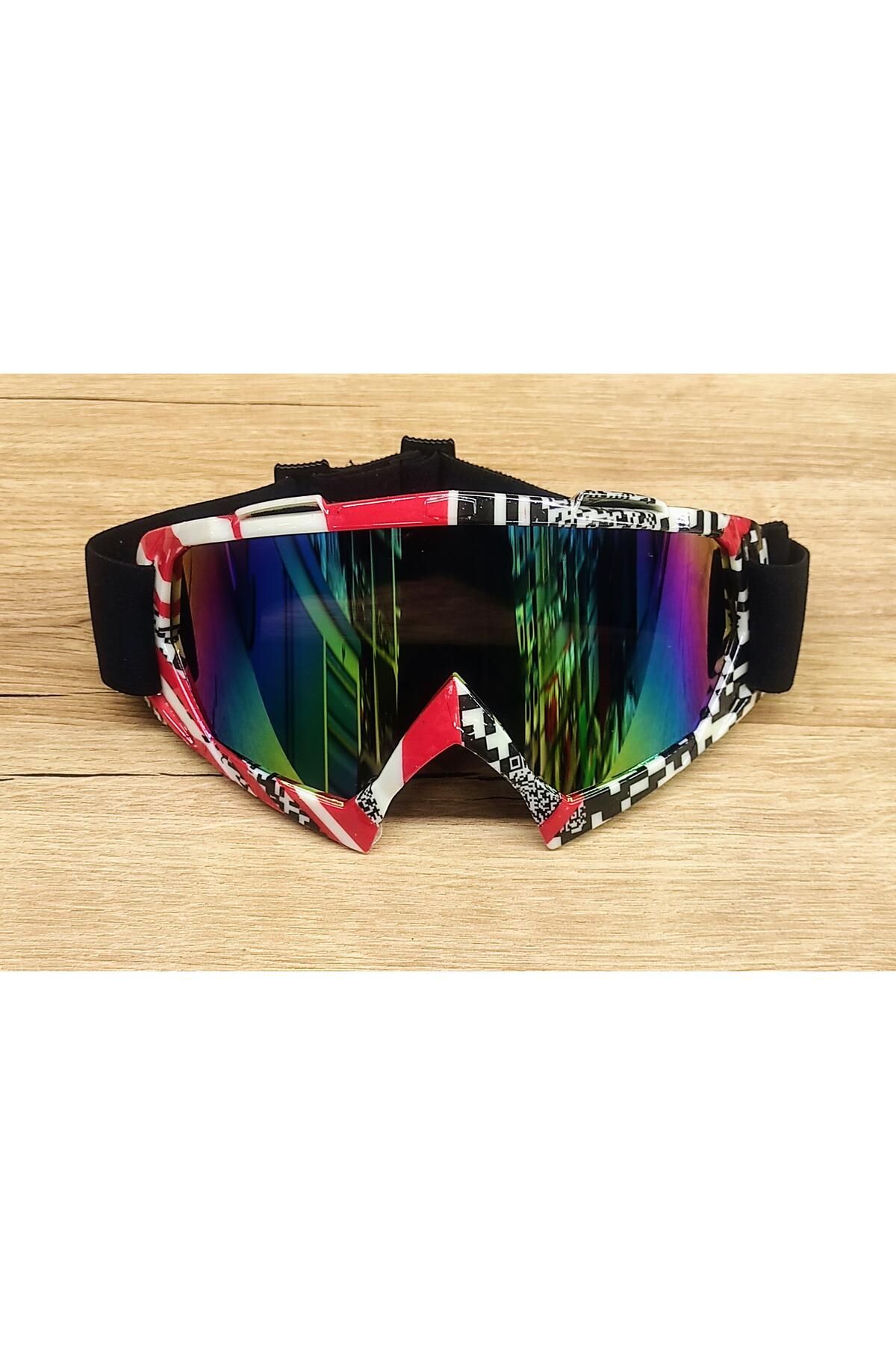 SARİSSA BİSİKLET XBYC G2860 Lüx Kross Gözlük Kask Ve Snowboard Kayak Gözlüğü Kırmızı Siyah Desenli