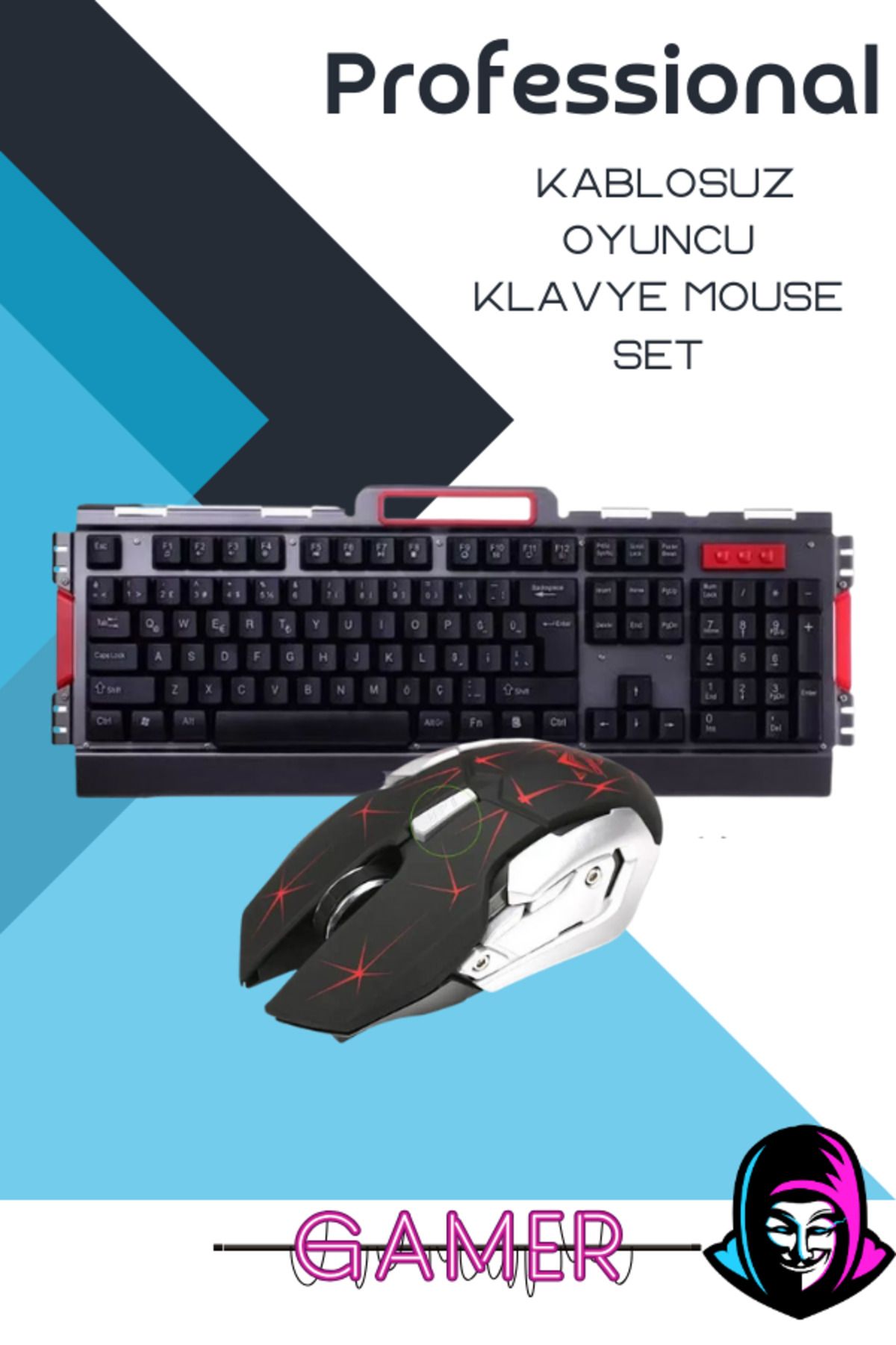 Maybax Professional Kablosuz Wireless Oyuncu Klavye Mouse Set