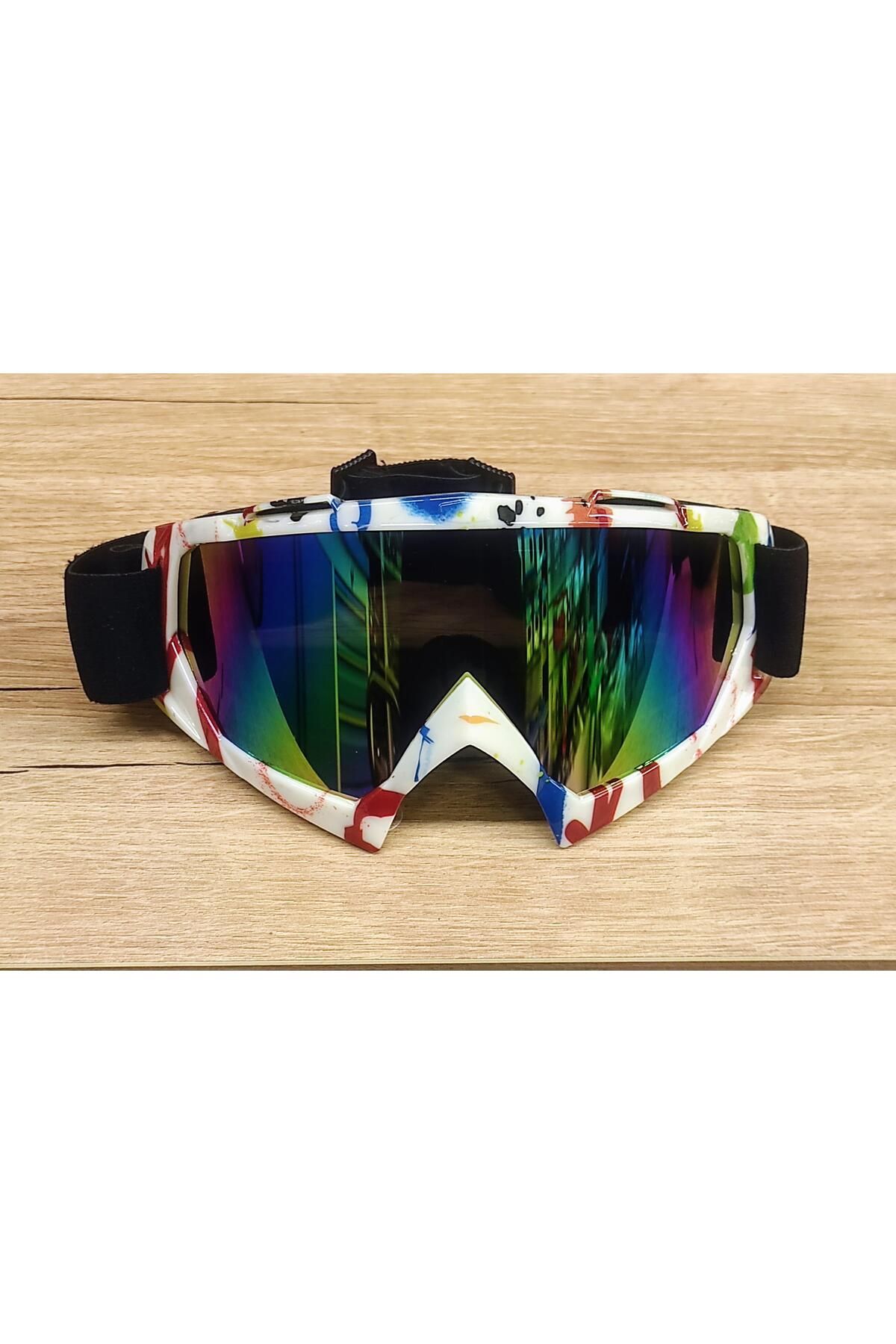 SARİSSA BİSİKLET XBYC G2860 Lüx Kross Gözlük Kask Ve Snowboard Kayak Gözlüğü Beyaz Desenli