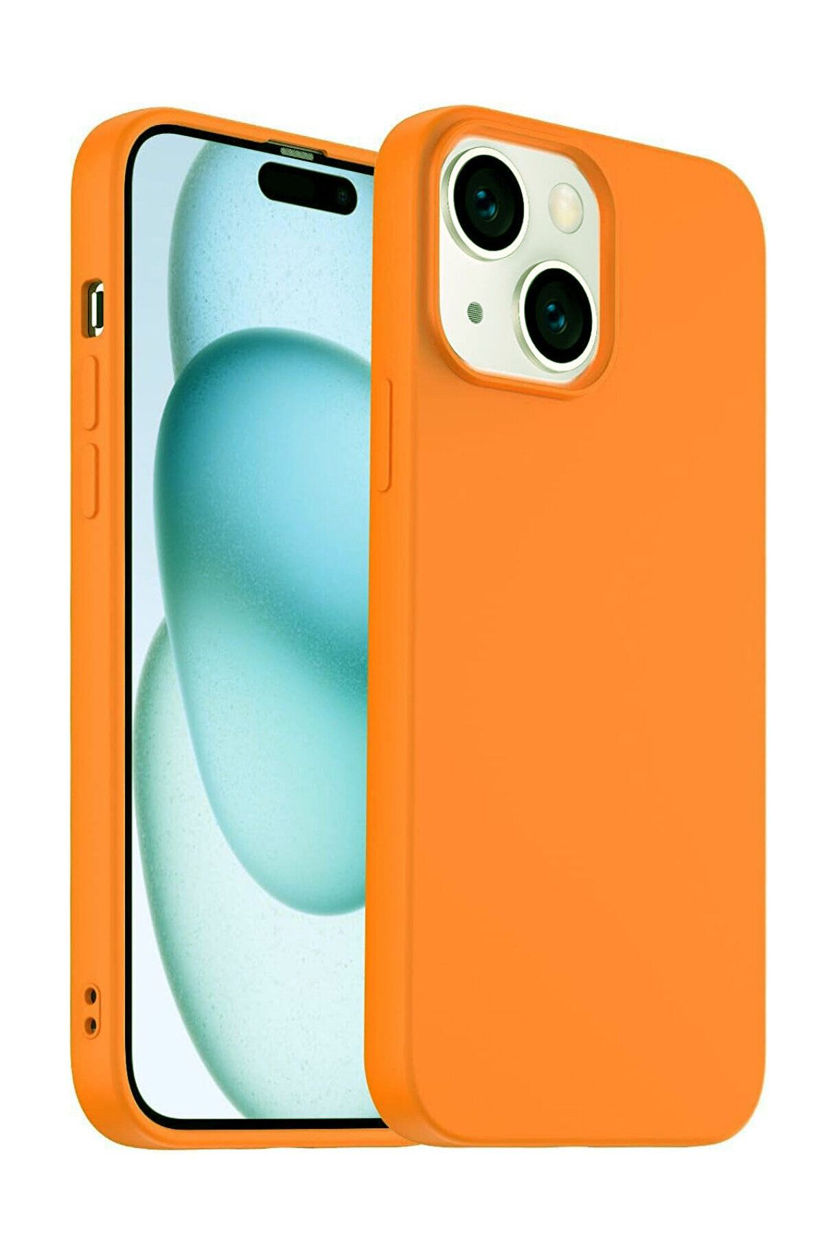 HappyCase Apple iPhone 15 Plus Kılıf Kadife Lansman Soft Yumuşak Silikon Kamera Korumalı Kapak Orange
