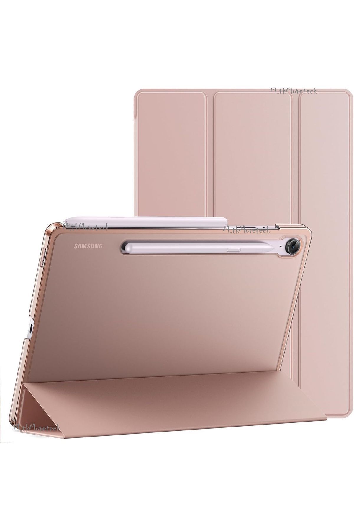 m.tk moveteck Samsung Galaxy Tab S9 Fe 10.9 Inç Kılıf Akıllı Smart Uyku Modlu Standlı Arkası Şeffaf Kapak Sm-x510