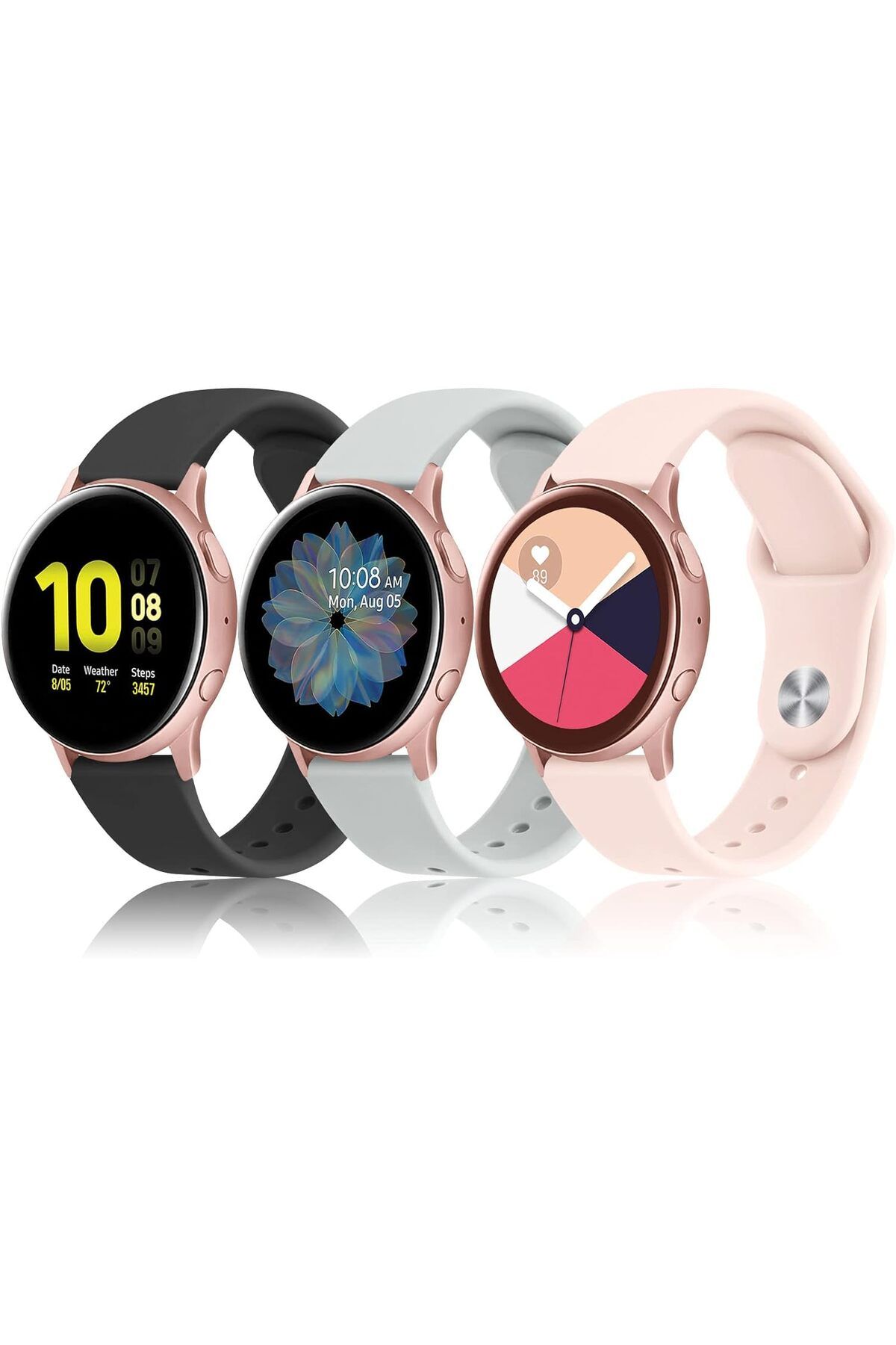 Nezih Case Samsung Galaxy Watch Active / Samsung Galaxy Active 2 40mm 44mm Uyumlu 20mm 3'lü Kordon Seti