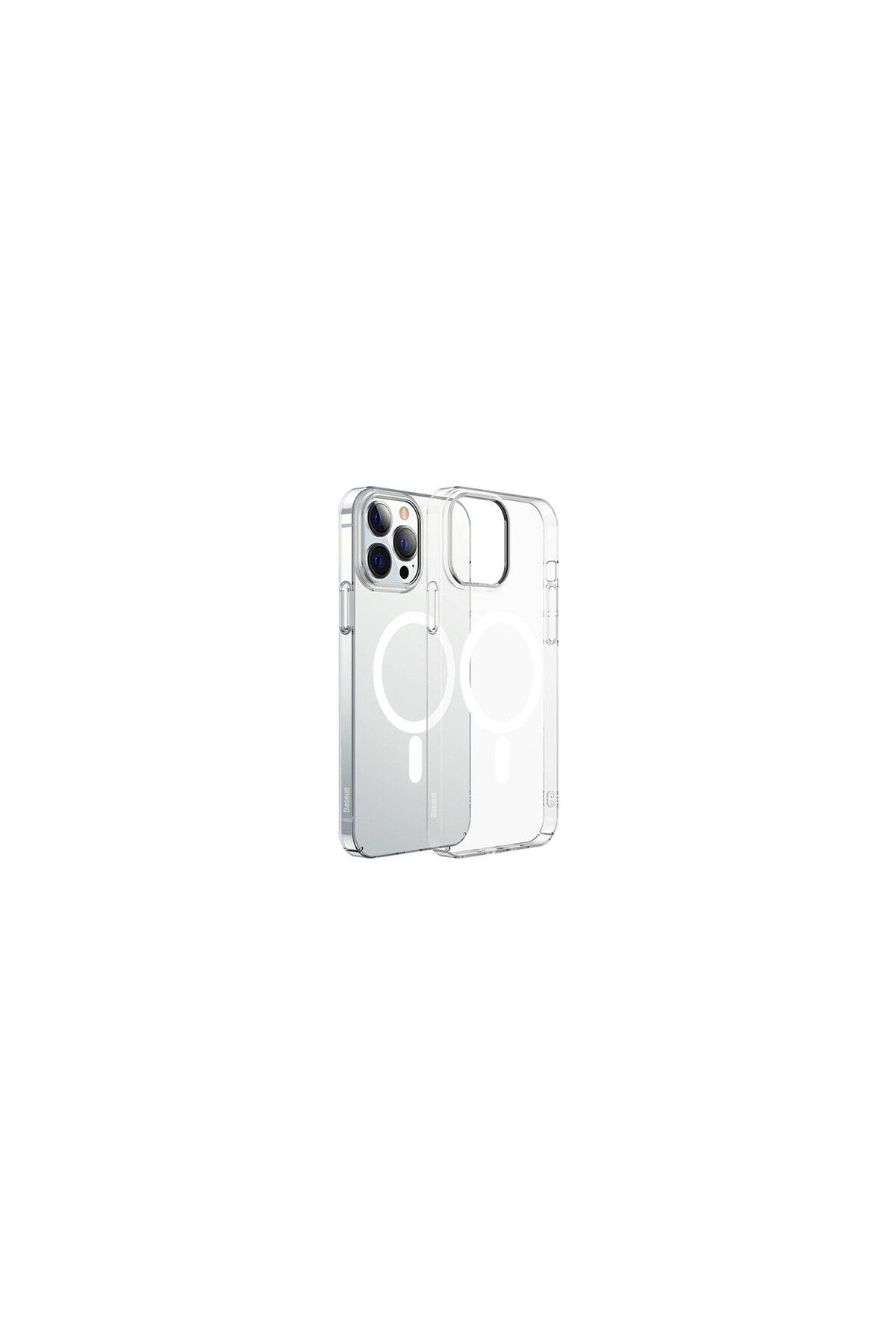sommeow Baseus Baseus Crystal Apple Iphone 13 Pro Magsafe Silikon Kılıf + Tempered Ekran Koruyucu Set