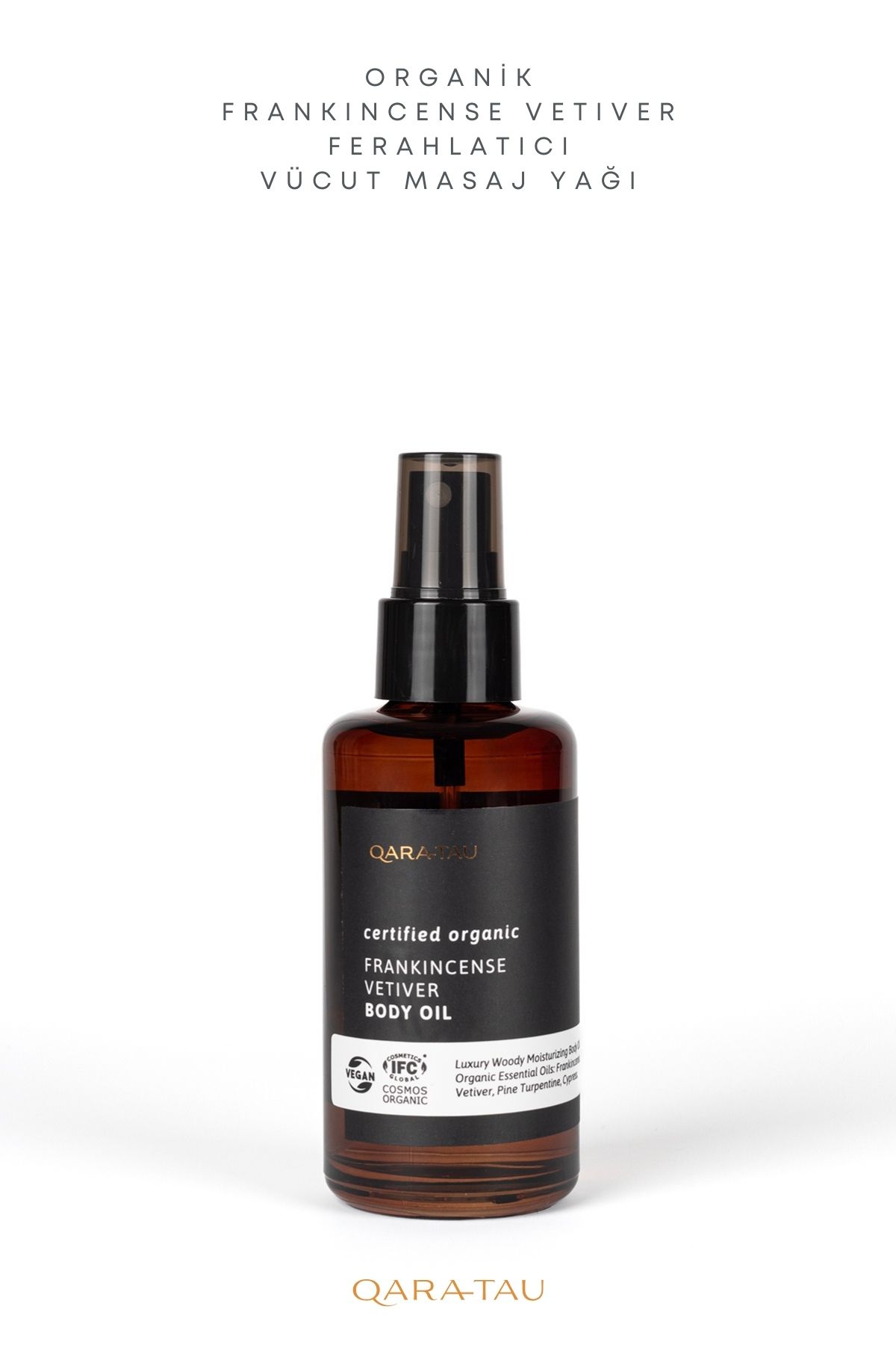qaratau Organik Frankincense Vetiver Ferahlatıcı Vücut Masaj Yağı 100ml