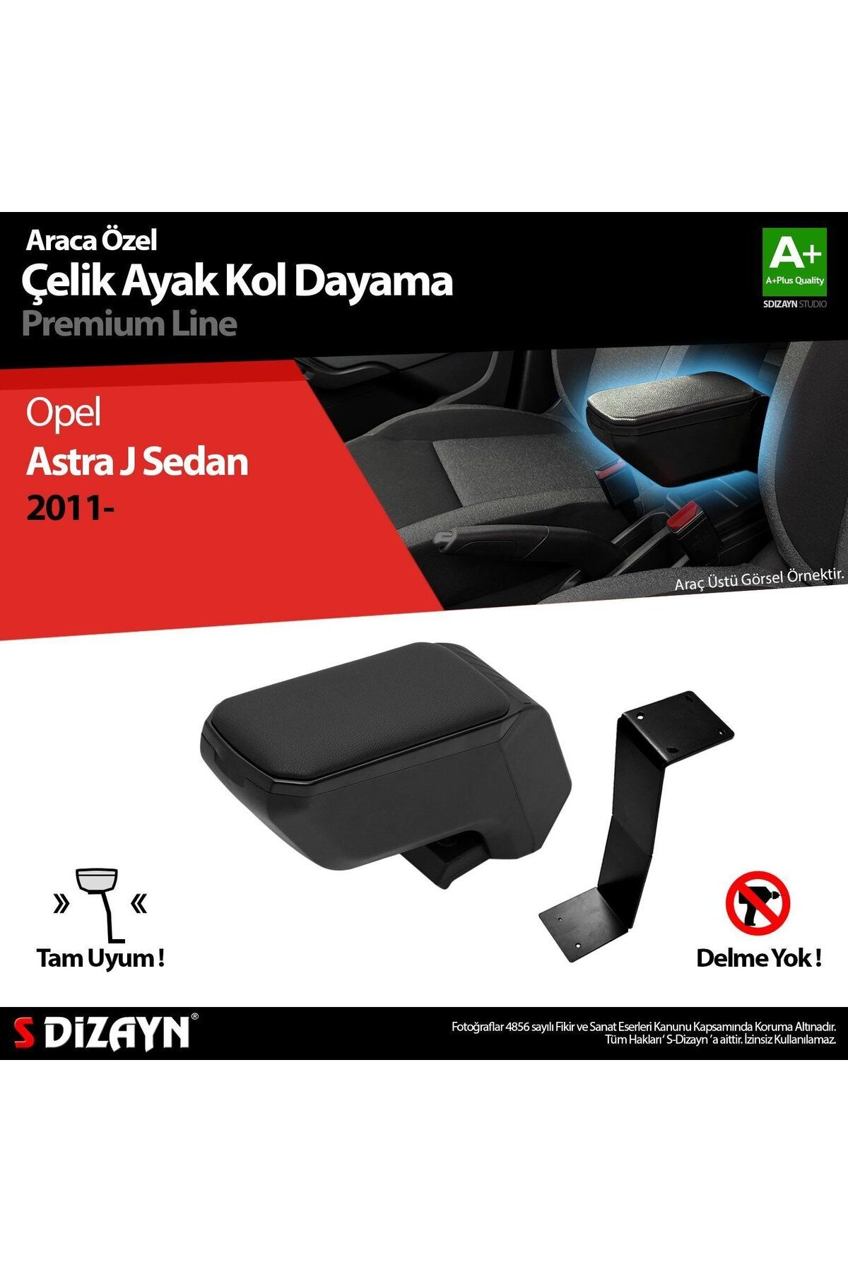 Genel Markalar Opel Astra Uyumlu J Sedan Kol Dayama Kolçak Çelik Ayaklı Abs Siyah 2010 Üzeri A Kalite Parça