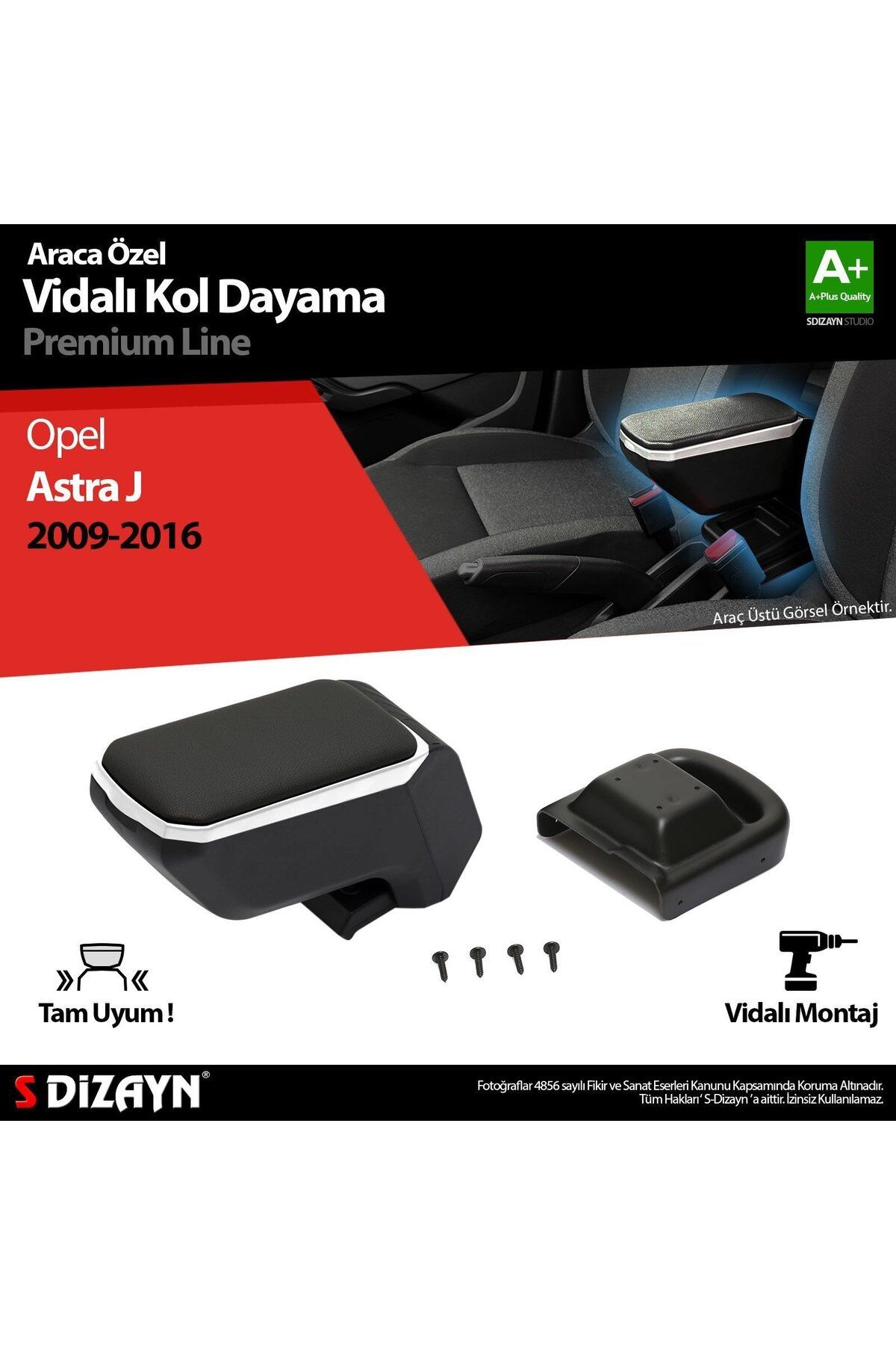 Drs Tuning Opel Astra Uyumlu J Abs Vidalı Kol Dayama Kolçak Gri 2009-2016 A Kalite Parça