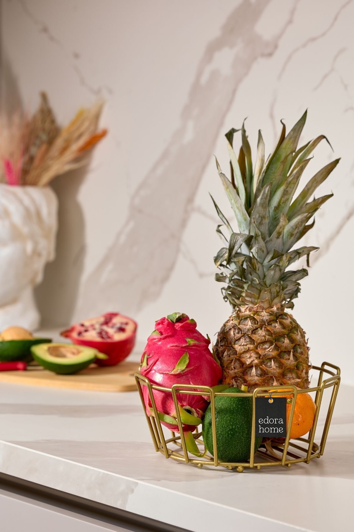 Edora Home Gold Oval Çok Amaçlı Meyve Ve Sebze Sepeti, Mutfak Organizer, Renkli, Çeyiz - Metal Paslanmaz
