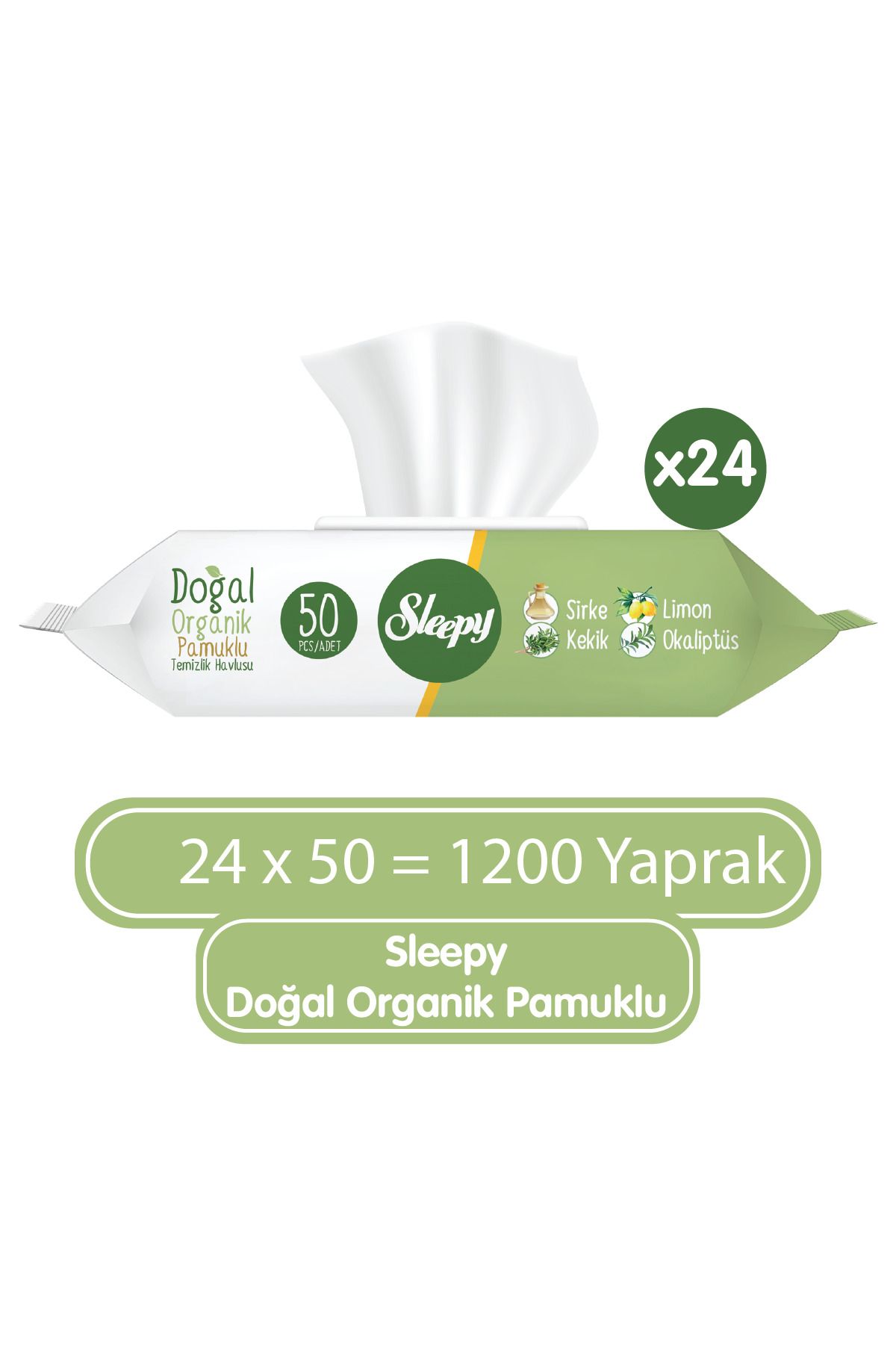 Sleepy Doğal Organik Pamuklu Temizlik Havlusu 24x50