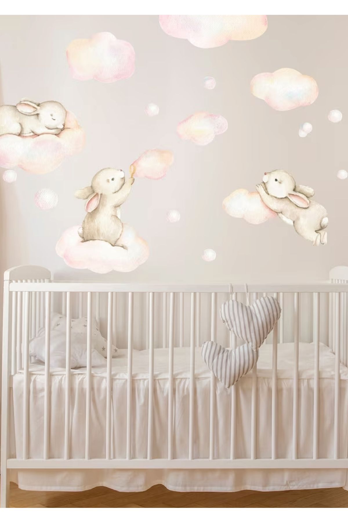 WALLHUMAN Tavşan ve Bulutlar Çocuk Odası Duvar Stickerı