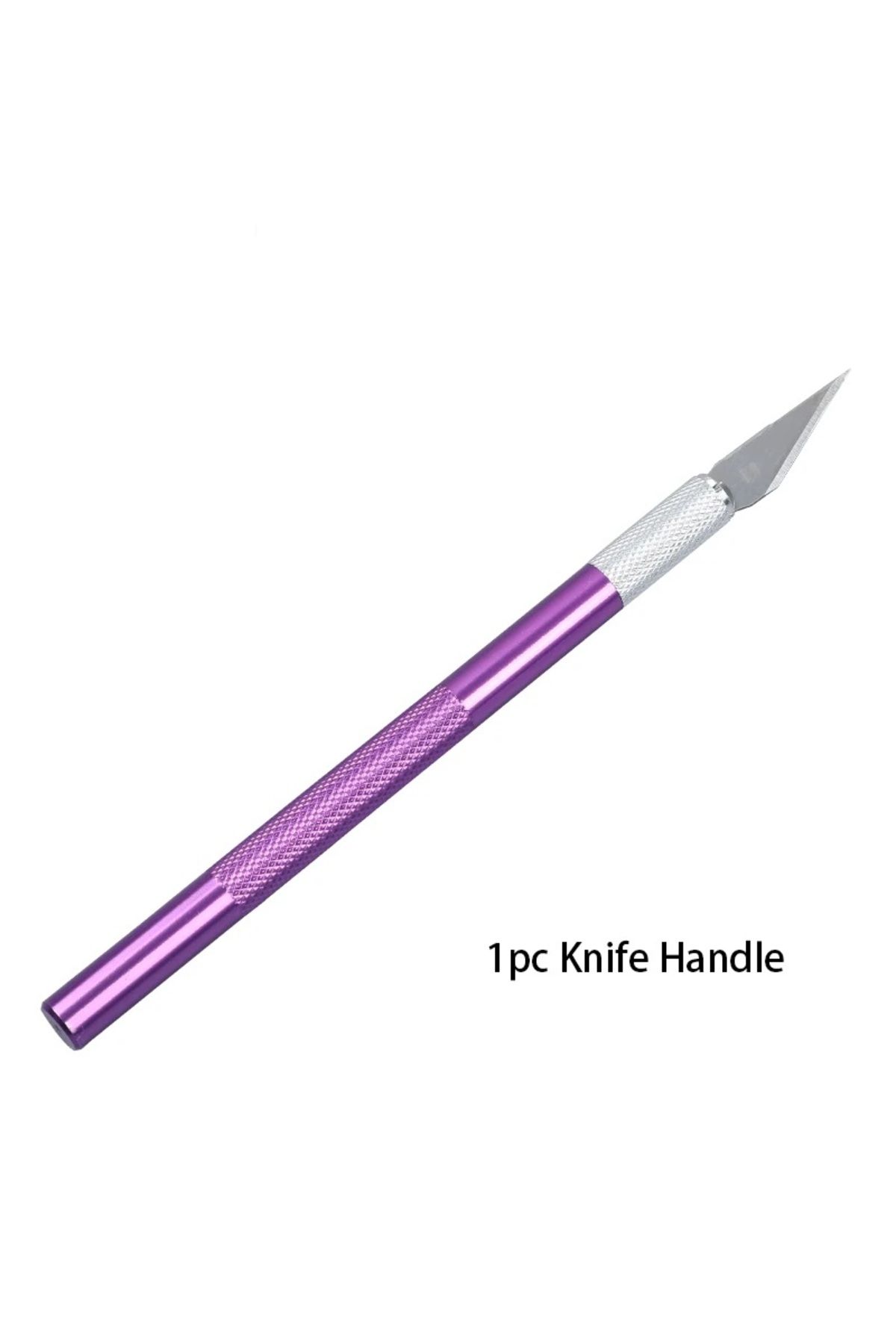 PeriStore Metal Neşter Bıçak Ahşap Oyma (1 Adet) Hobi Maket Bıçağı Tipi - Mor + 10 Adet Yedek Bıçak