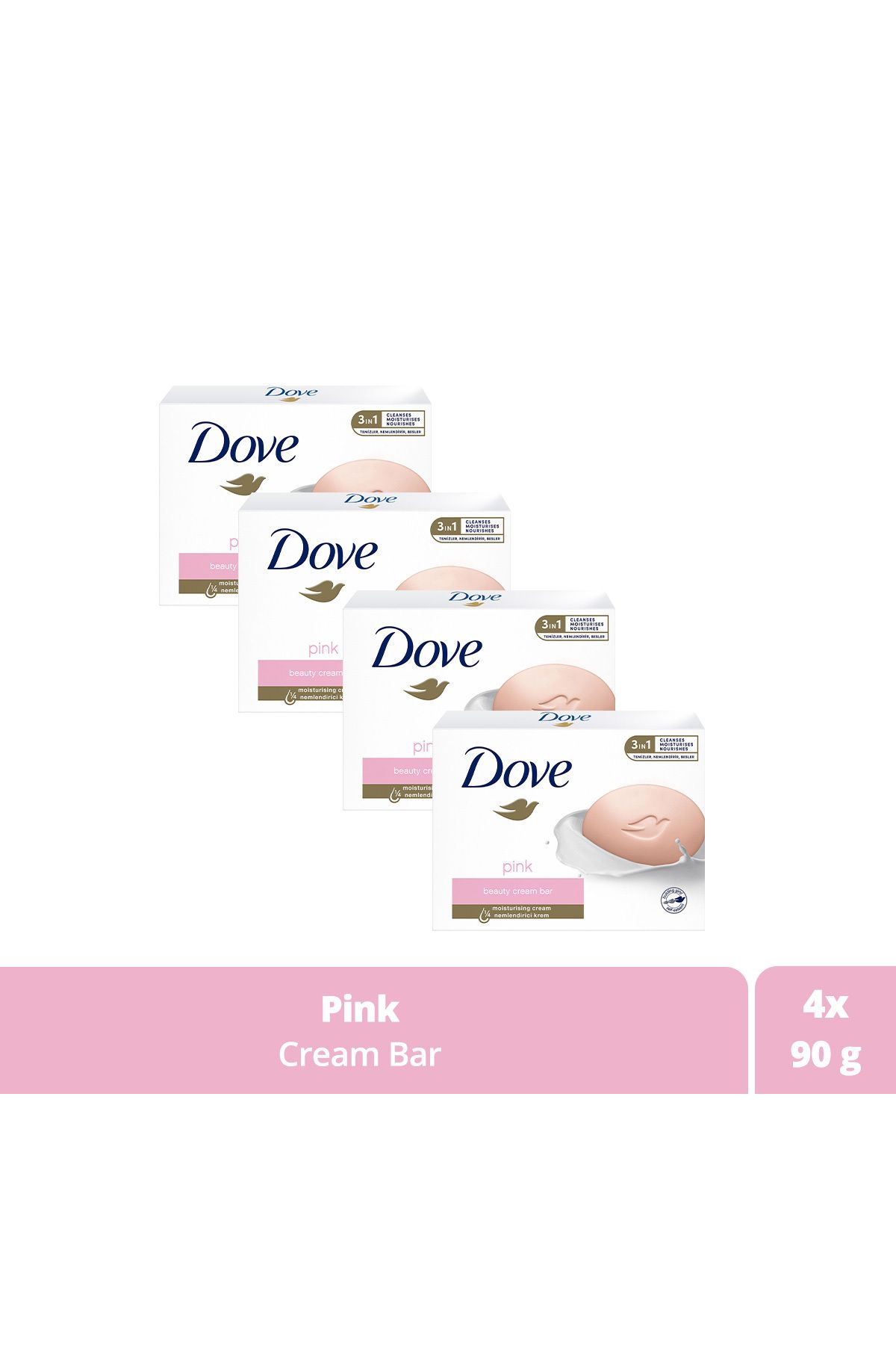Dove Beauty Cream Bar Katı Güzellik Sabunu Pink Nemlendirici Etkili 90 G X4 Adet