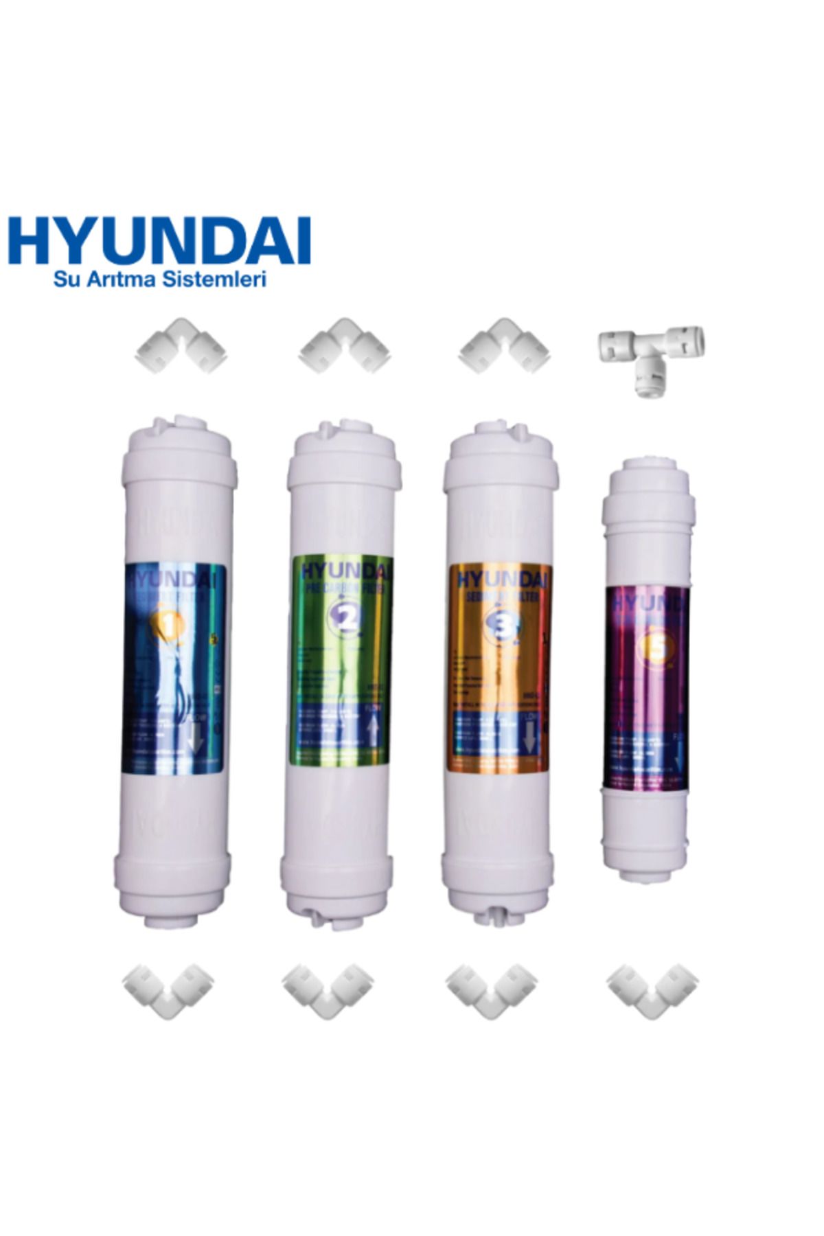 Hyundai Su Arıtma Filtre Seti 4'lü Takım ve Bağlantı Parçaları- Nsf Onaylı - Orijinal