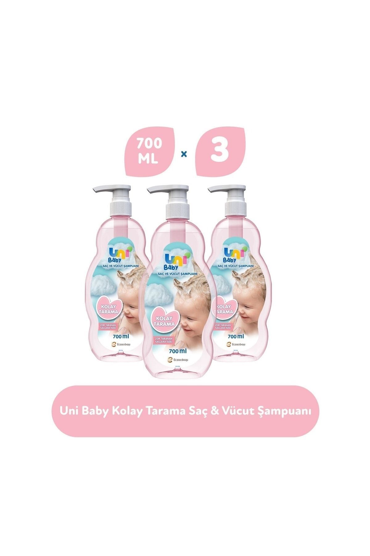 Uni Baby Kolay Tarama Saç ve Vücut Şampuanı 3'lü Set 2100 ml