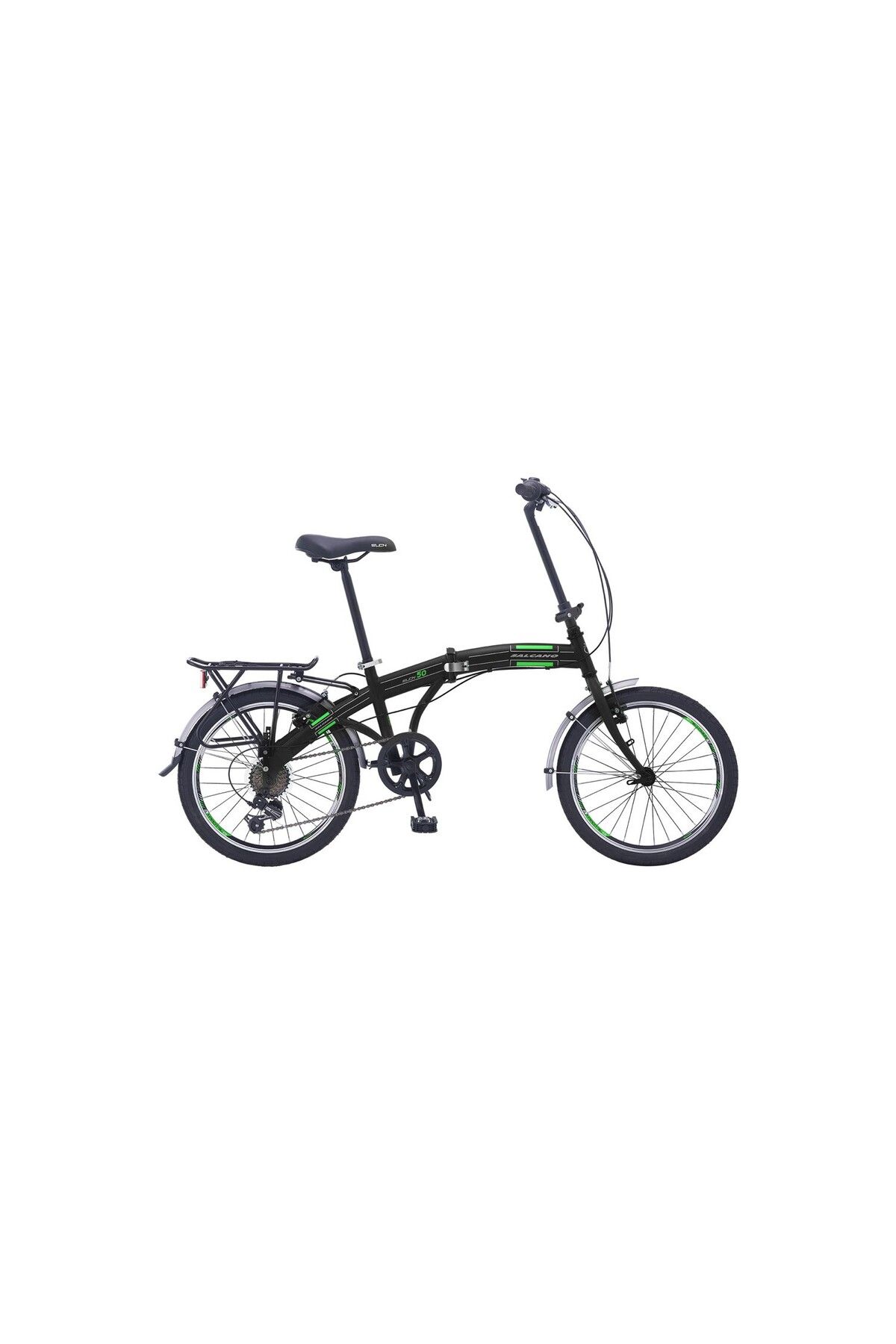 Salcano SLCN 50 Katlanır Bisiklet parlak antrasit kırmızı shimano vitesli siyah yeşil