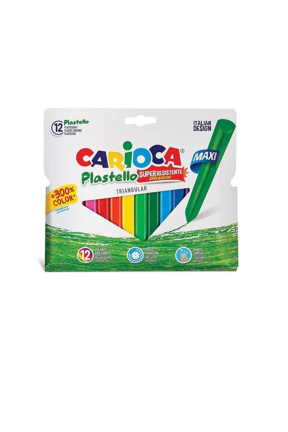 Carioca Jumbo Üçgen Elleri Kirletmeyen Yıkanabilir Pastel Boya Kalemi 12 Li
