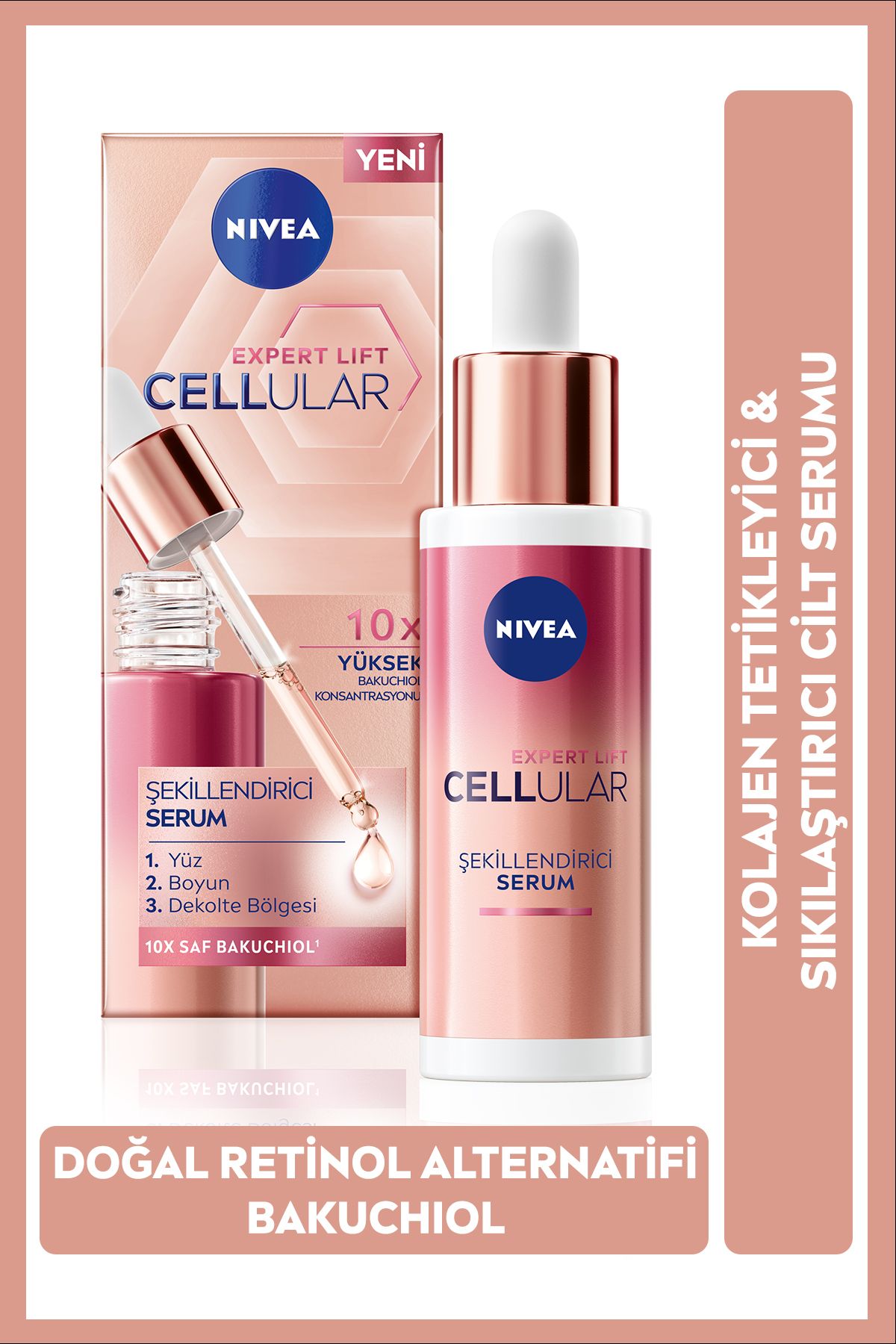 NIVEA Cellular Expert Lift Doğal Retinol Alternatifi Saf Bakuchiol İçeren Cilt Serumu 30ml, Sıkılaştırıcı