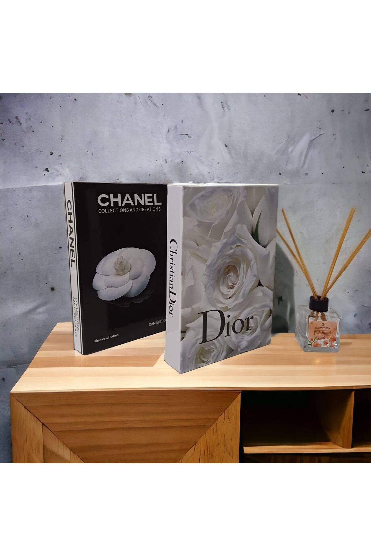 Saccura Dekor Dekoratif Kitap Kutu Set Gül Desenli Chanel&dior Kutu Set
