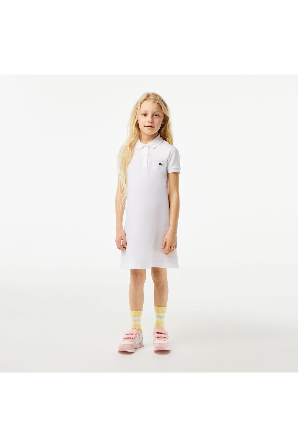 Lacoste Kız Çocuk Polo Yaka Beyaz Elbise