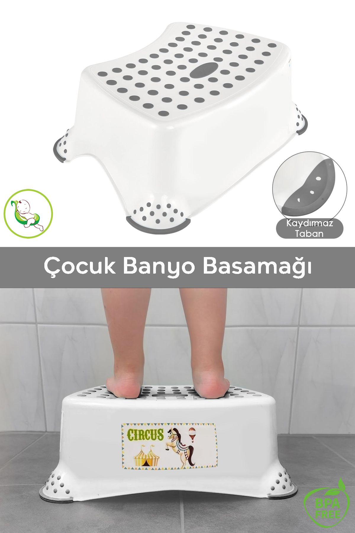 Meleni Baby Kaydırmaz Çocuk Bebek Banyo Basamağı - Kaymaz Lavabo Taburesi