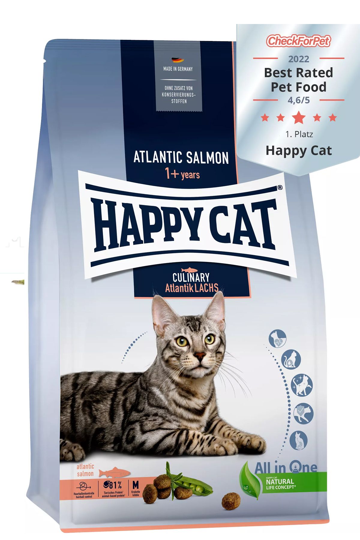 Happy Cat Atlantic Lachs Somonlu Yetişkin Kedi Maması 4 Kg