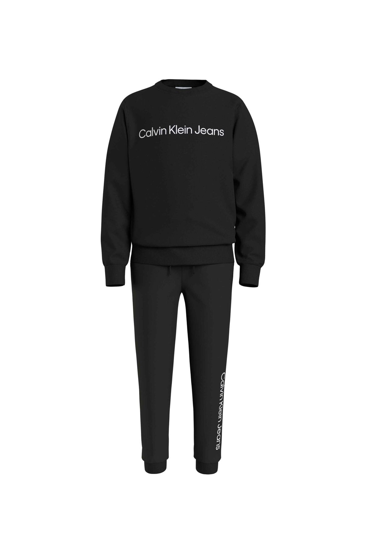 Calvin Klein Erkek Çocuk Siyah Sweatshırt Inst. Logo Regular Cn Set