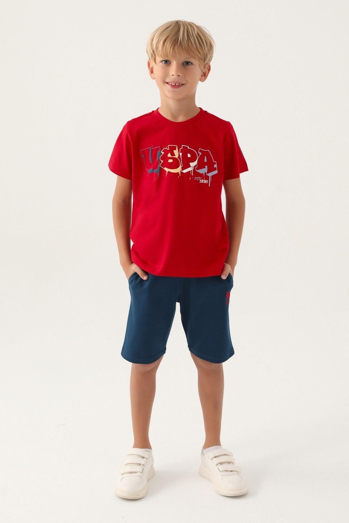 U.S. Polo Assn. Us Polo Erkek Çocuk Garson Kırmızı Bermuda Pijama Takımı1752