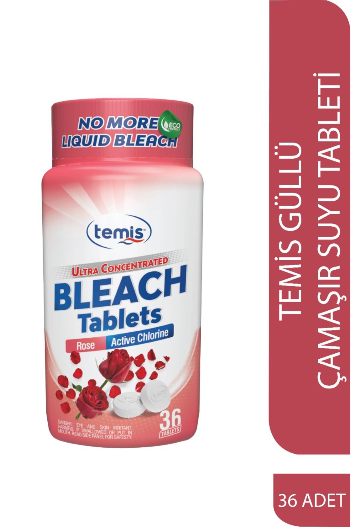 Temis Yeni Nesil Gül Özlü Çamaşır Suyu Tableti 36 Tablet Çamaşır Beyazlatıcı Fosfat Içermez Aktif Klor